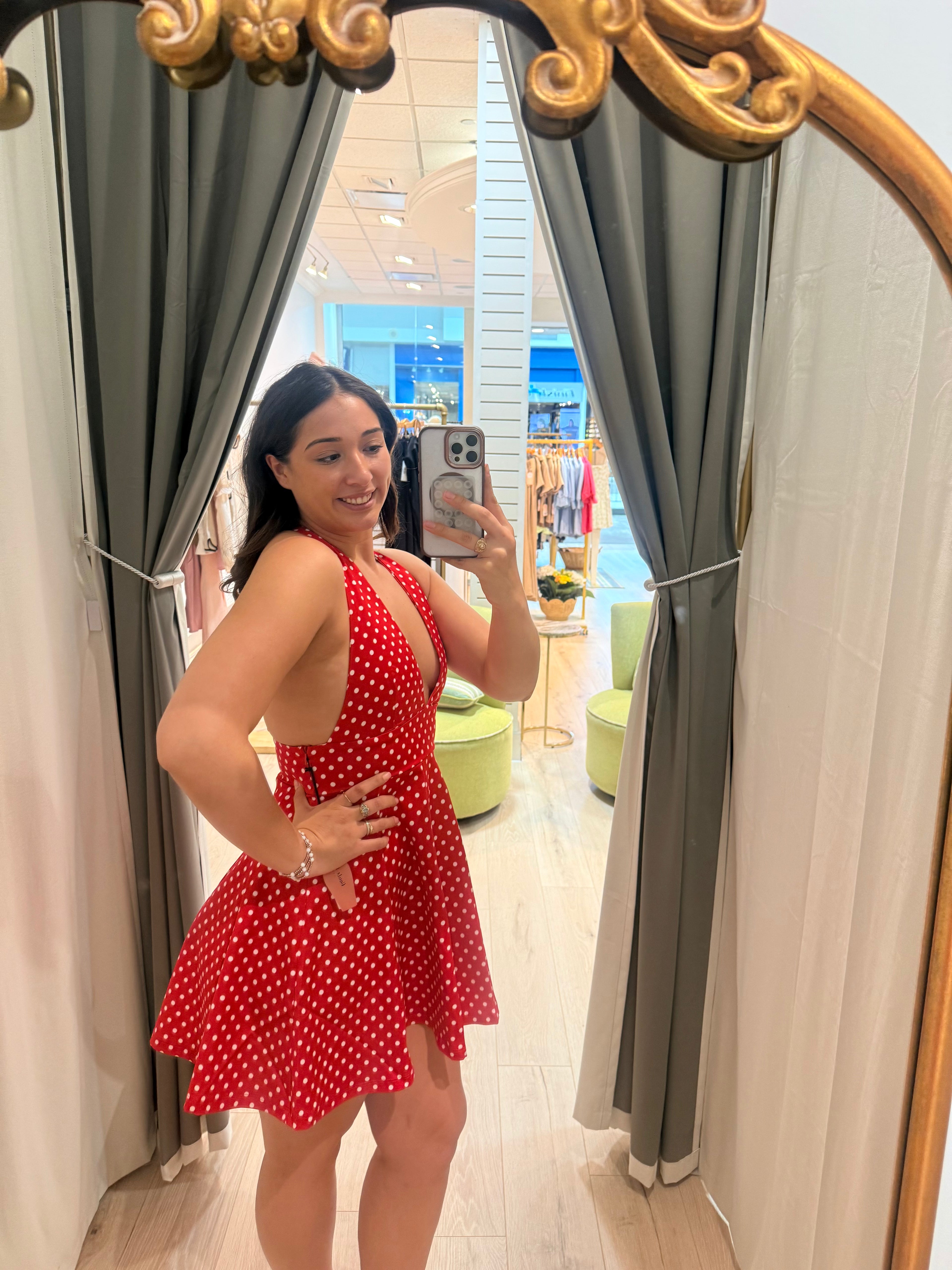 red polka dot dress