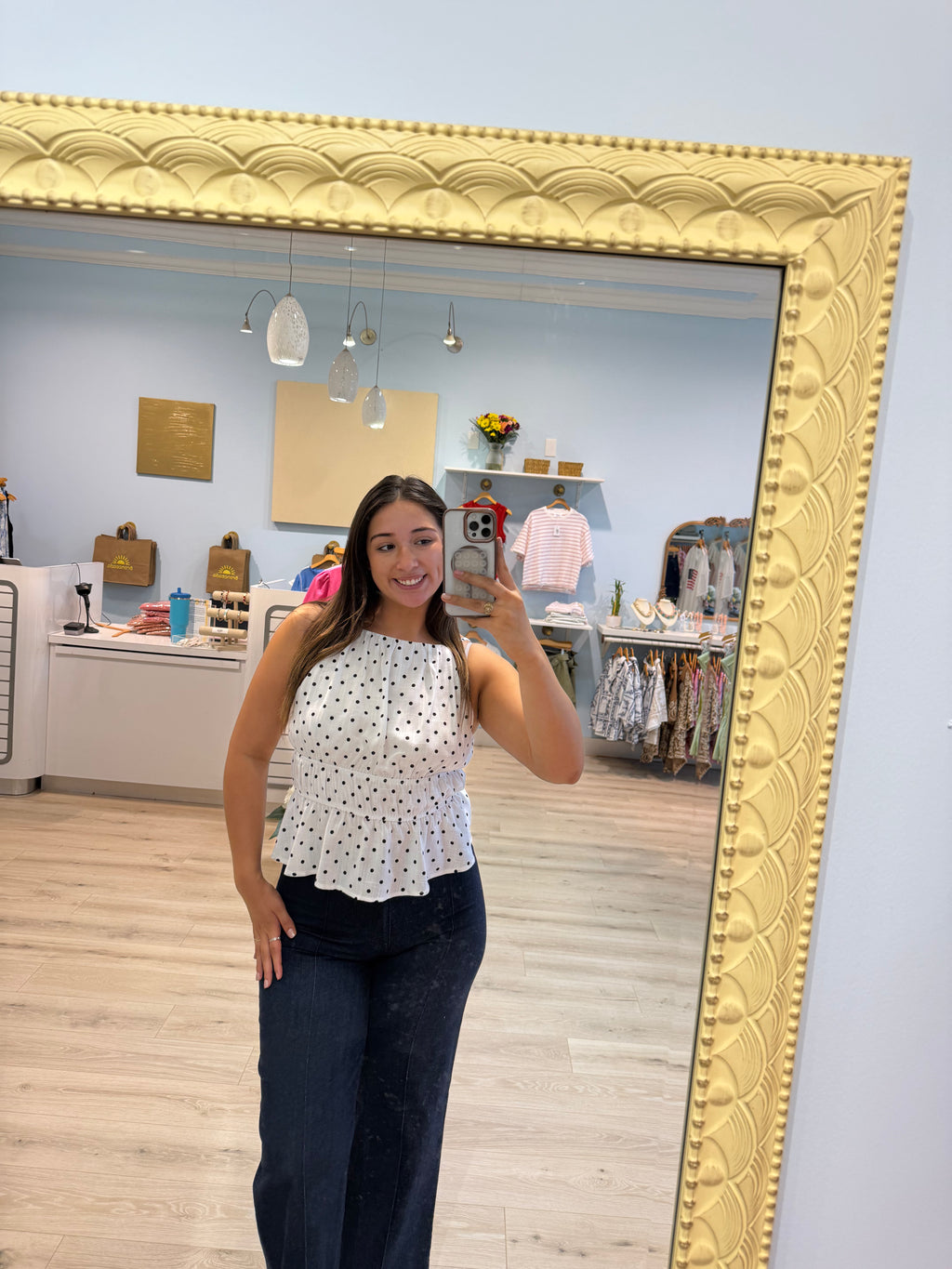 polka dot high neck tank