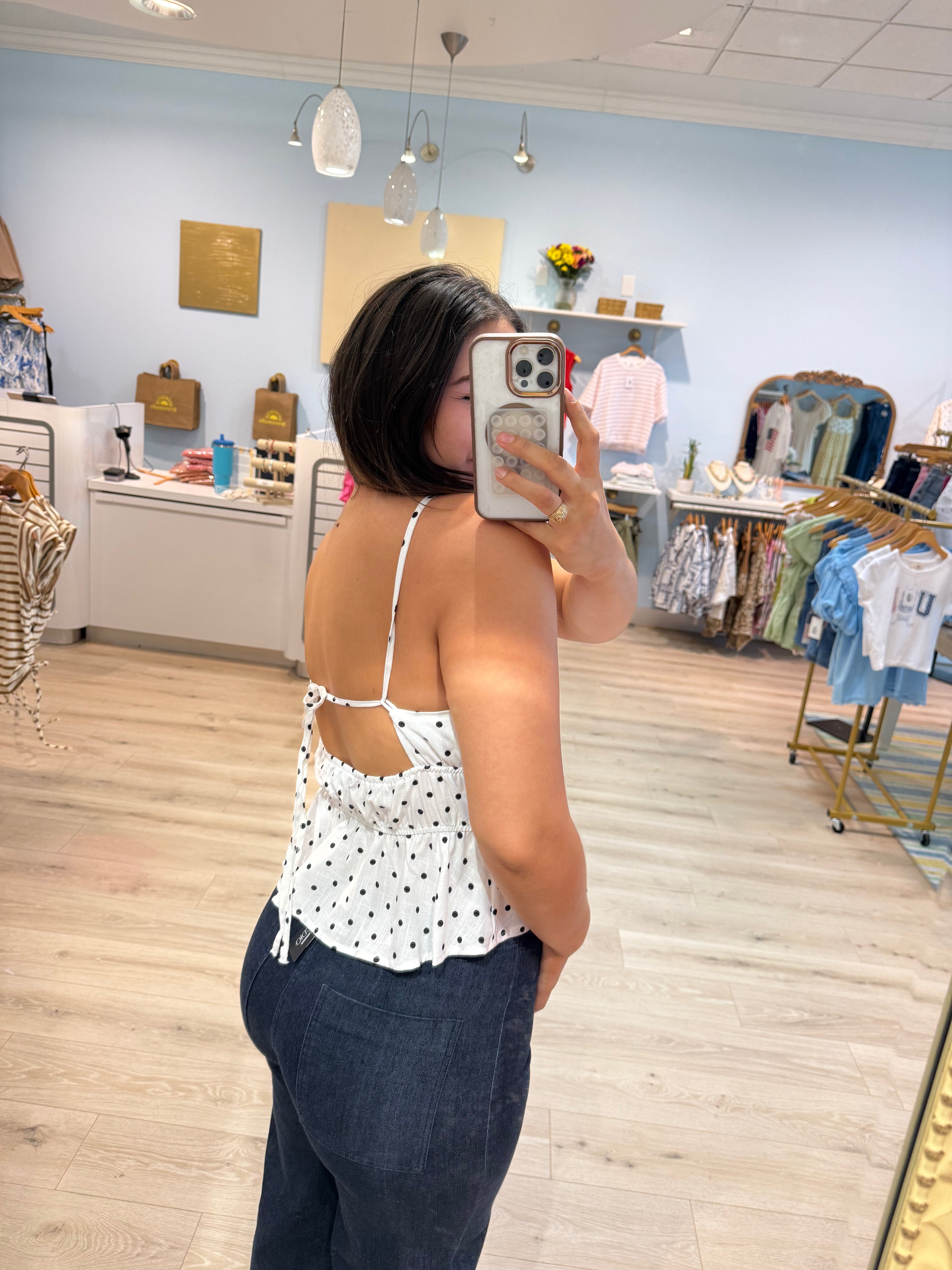 polka dot high neck tank