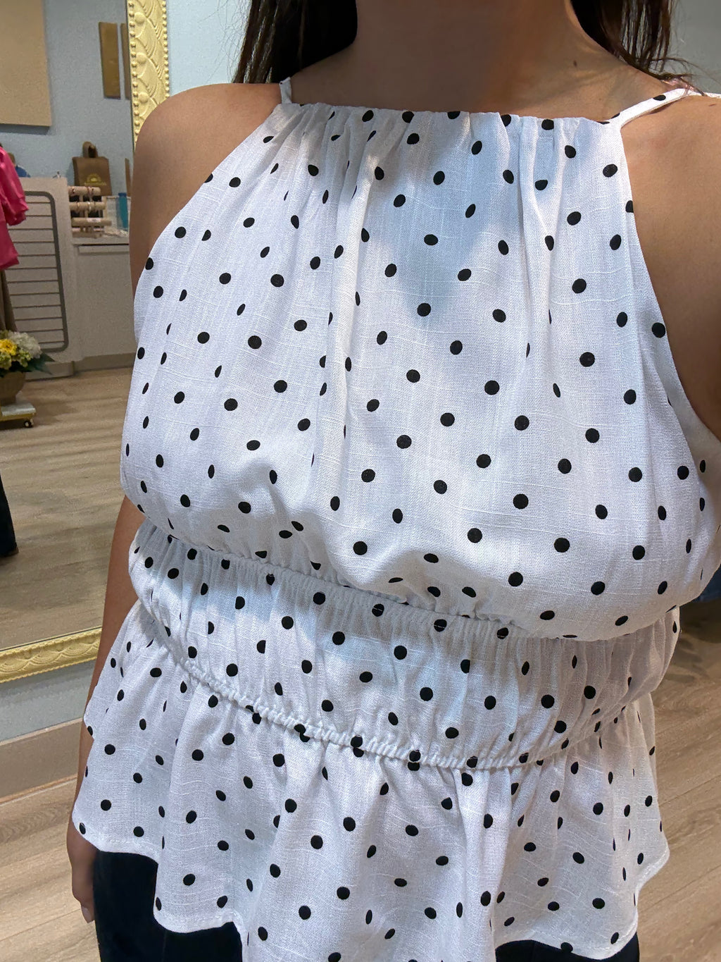 polka dot high neck tank