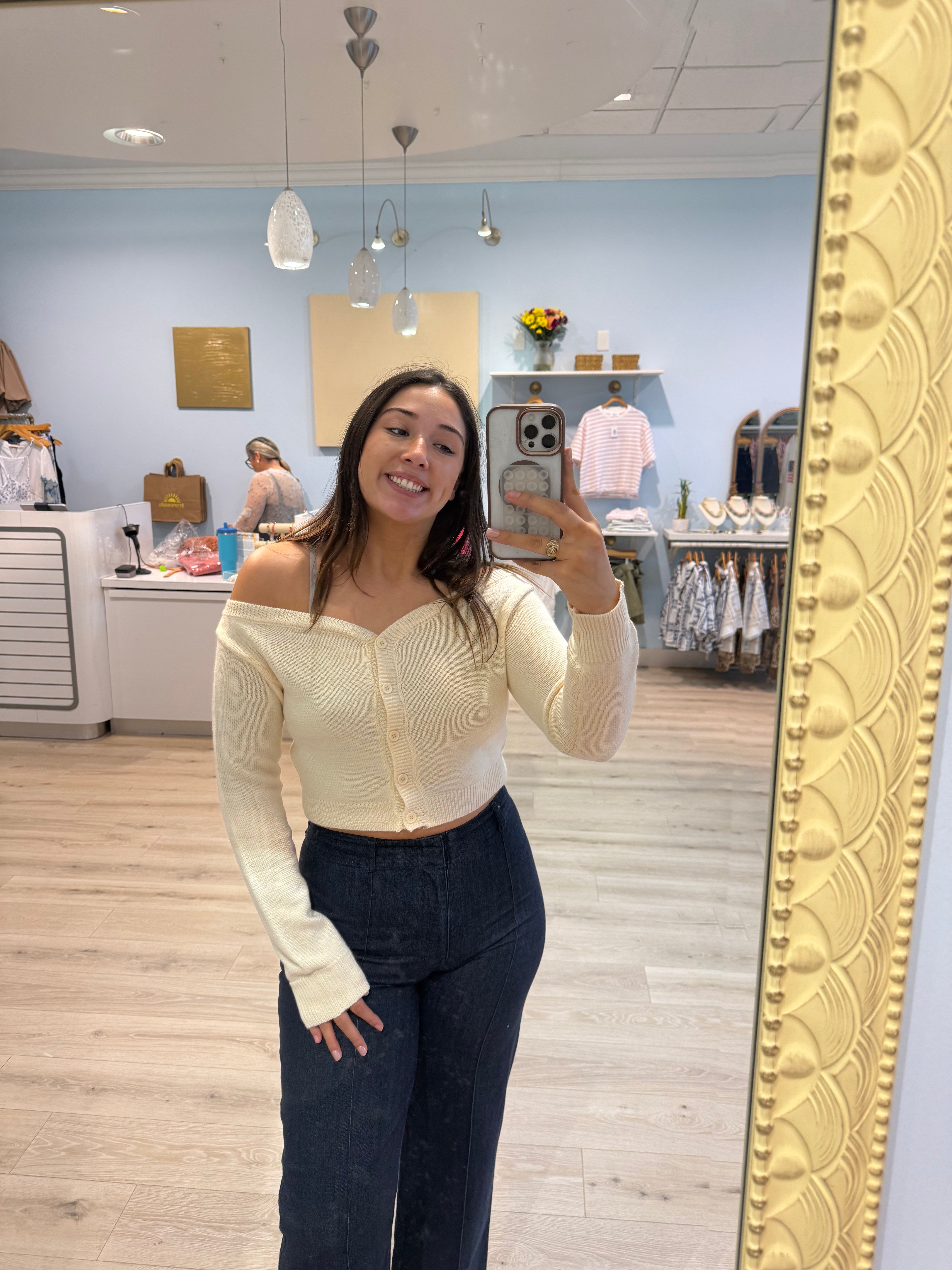 off the shoulder cardigan