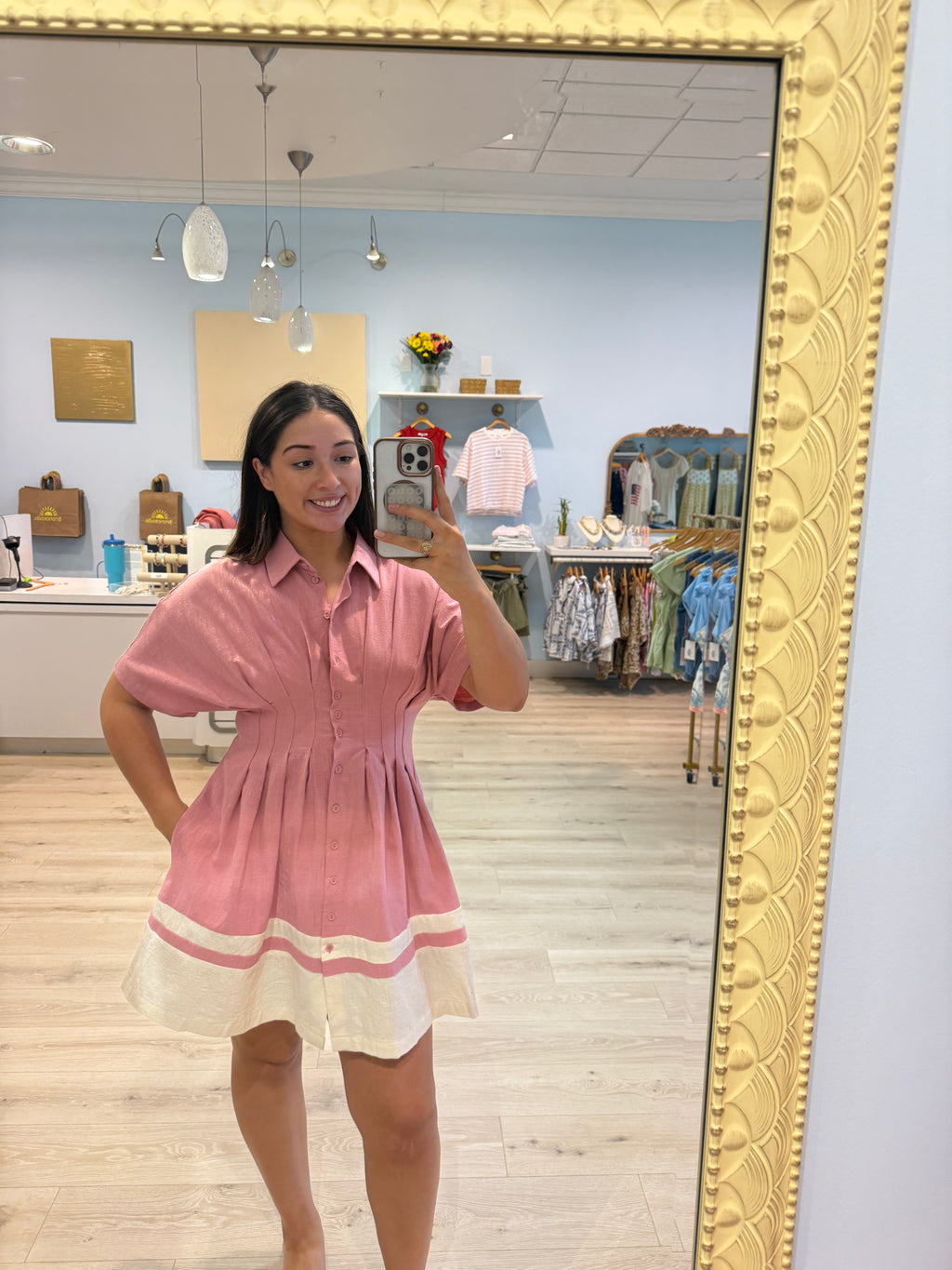 stitched waist mini dress