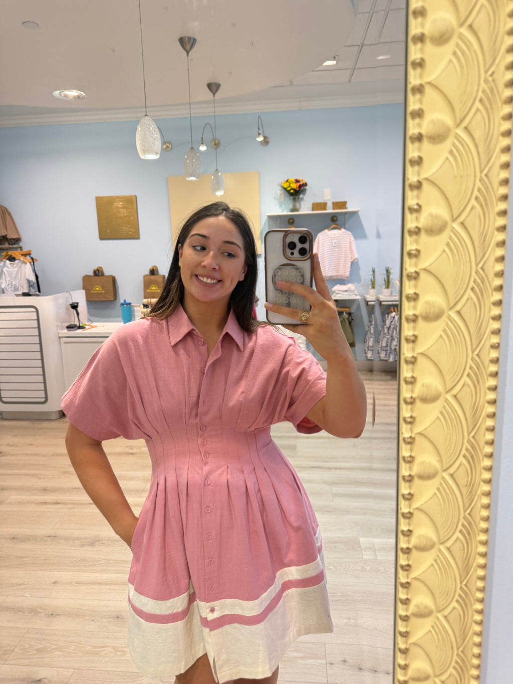 stitched waist mini dress