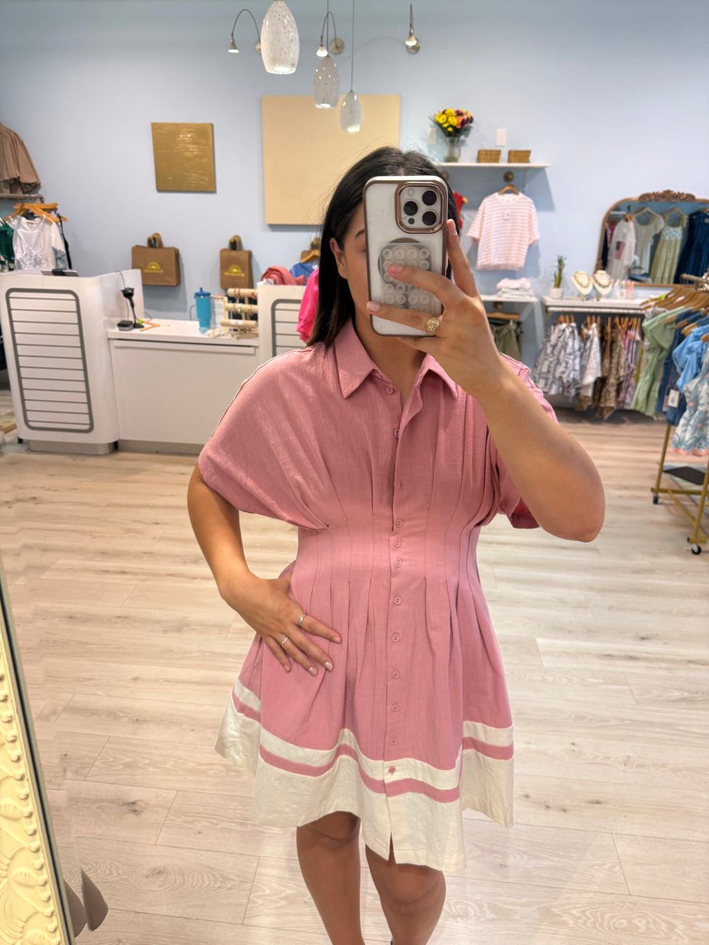 stitched waist mini dress