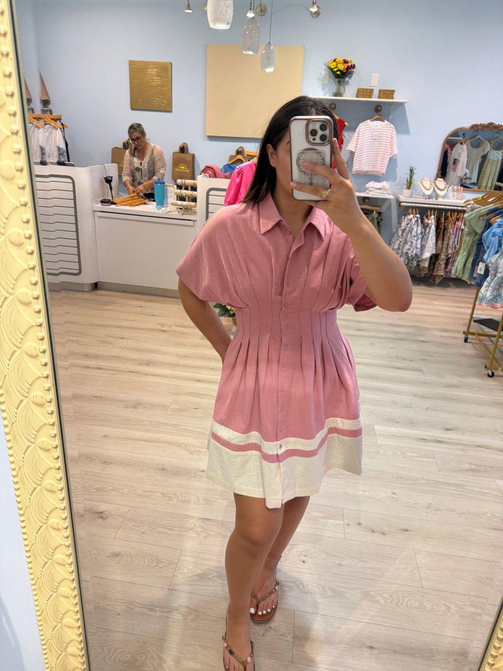 stitched waist mini dress