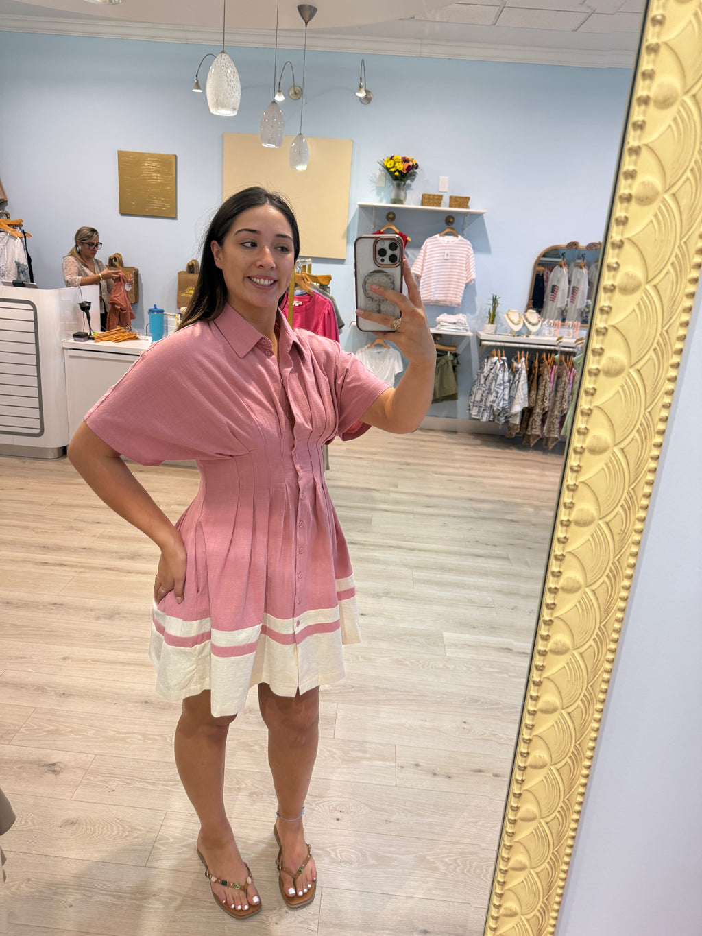 stitched waist mini dress