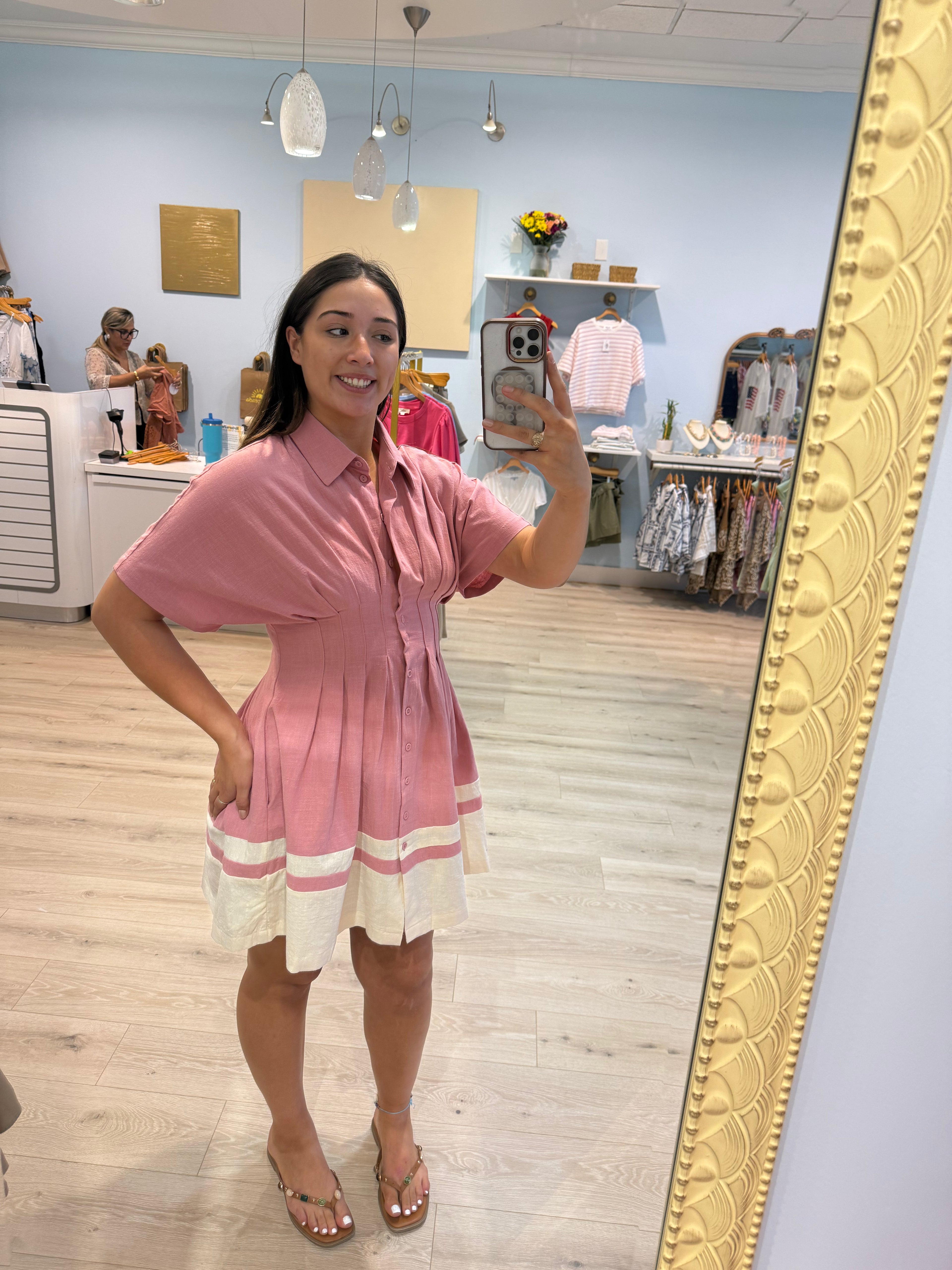 stitched waist mini dress