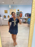 navy polka dot dress