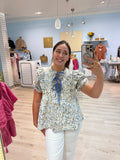 daisy blue print blouse
