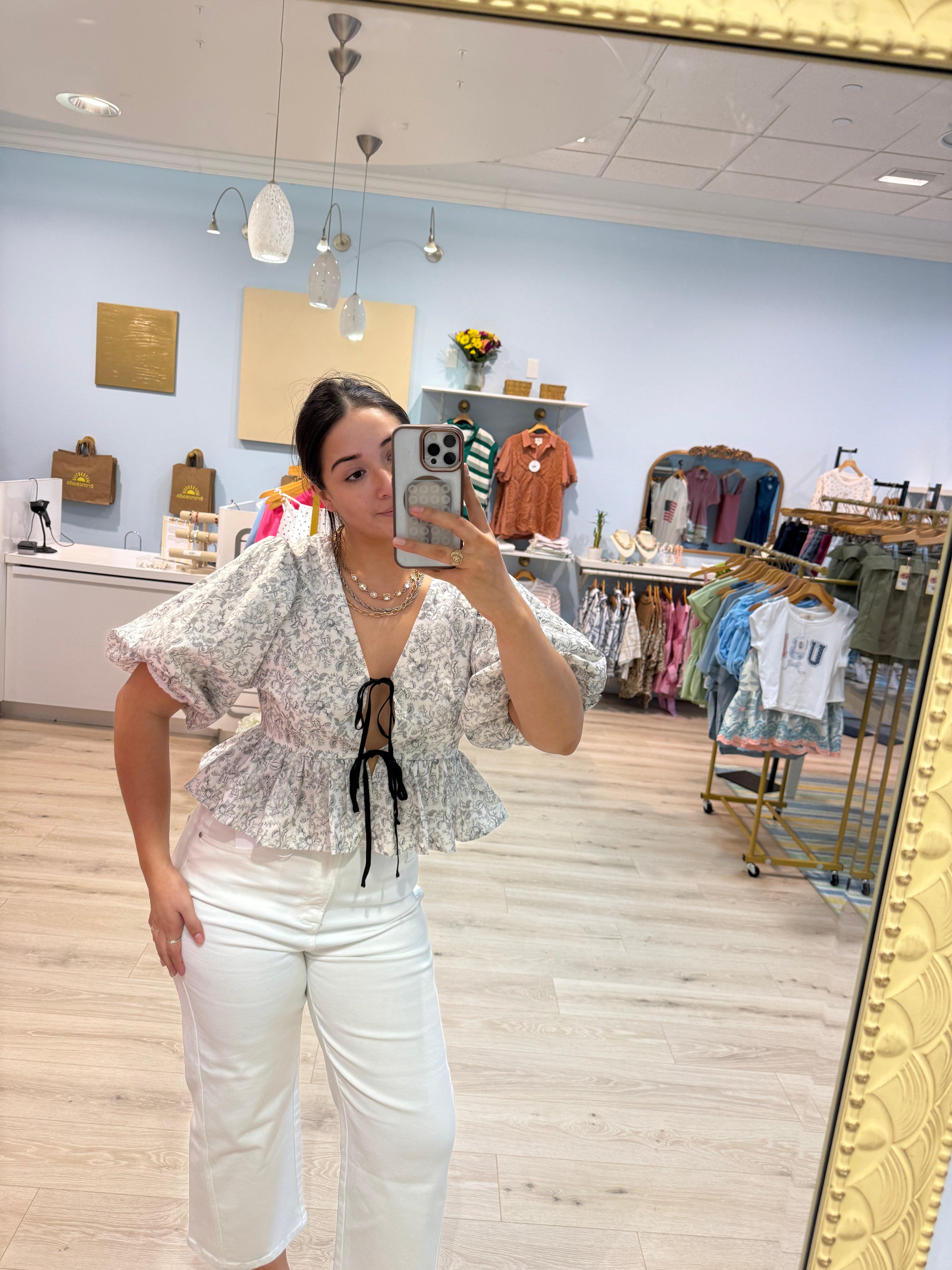 100% cotton front tie blouse
