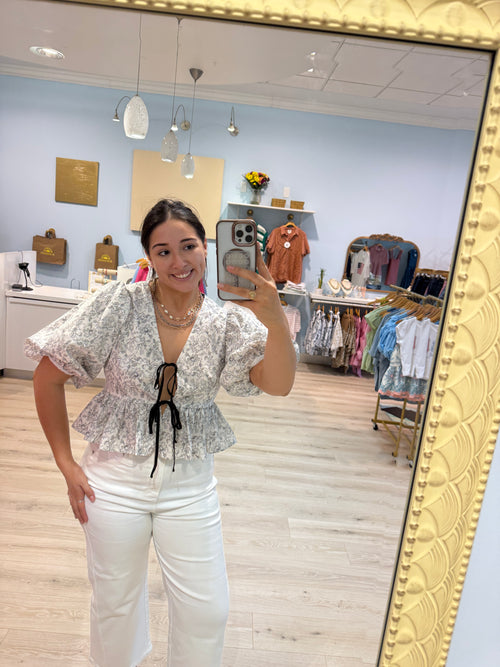 100% cotton front tie blouse