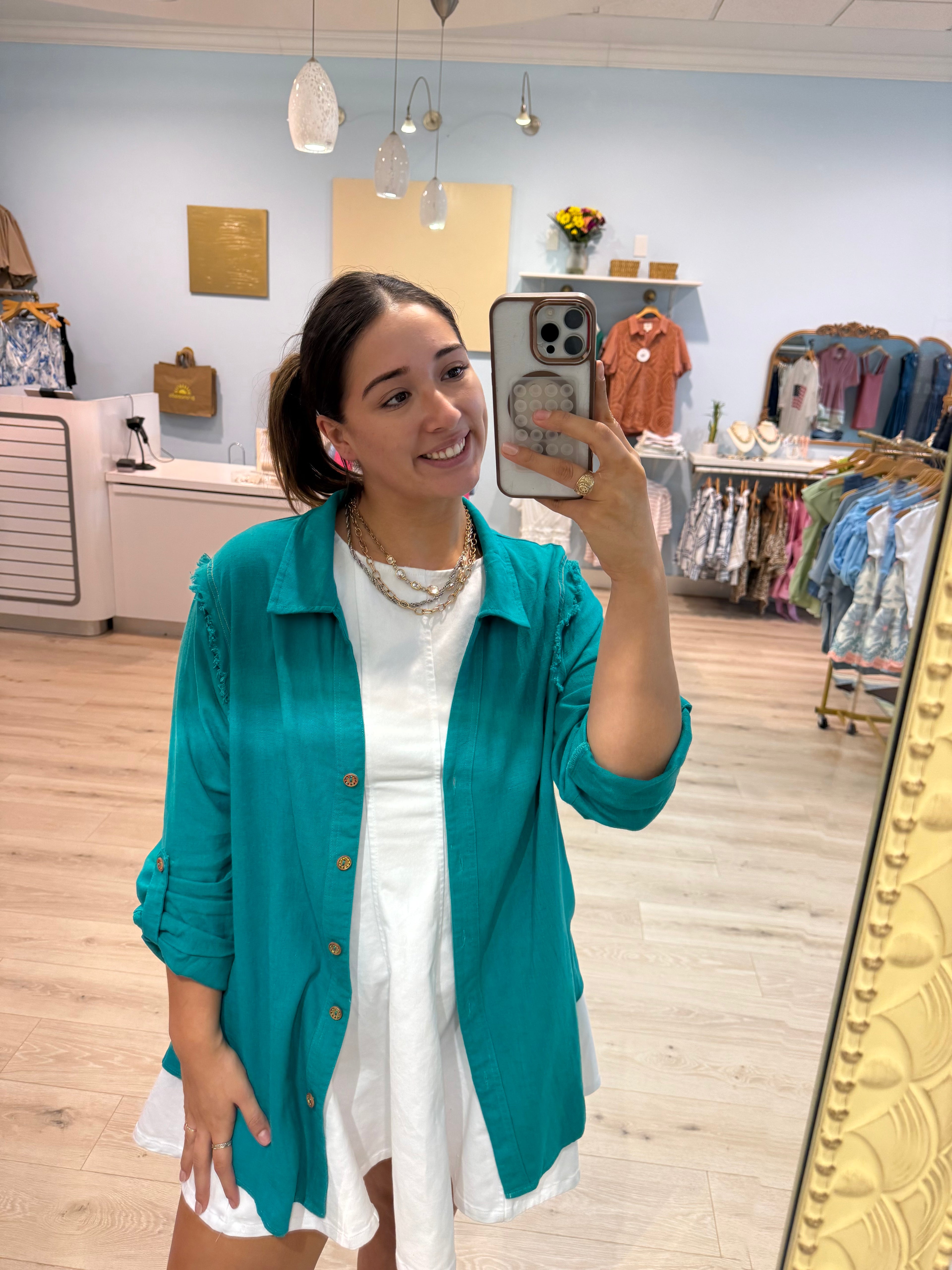 Linen Collared Button Down top