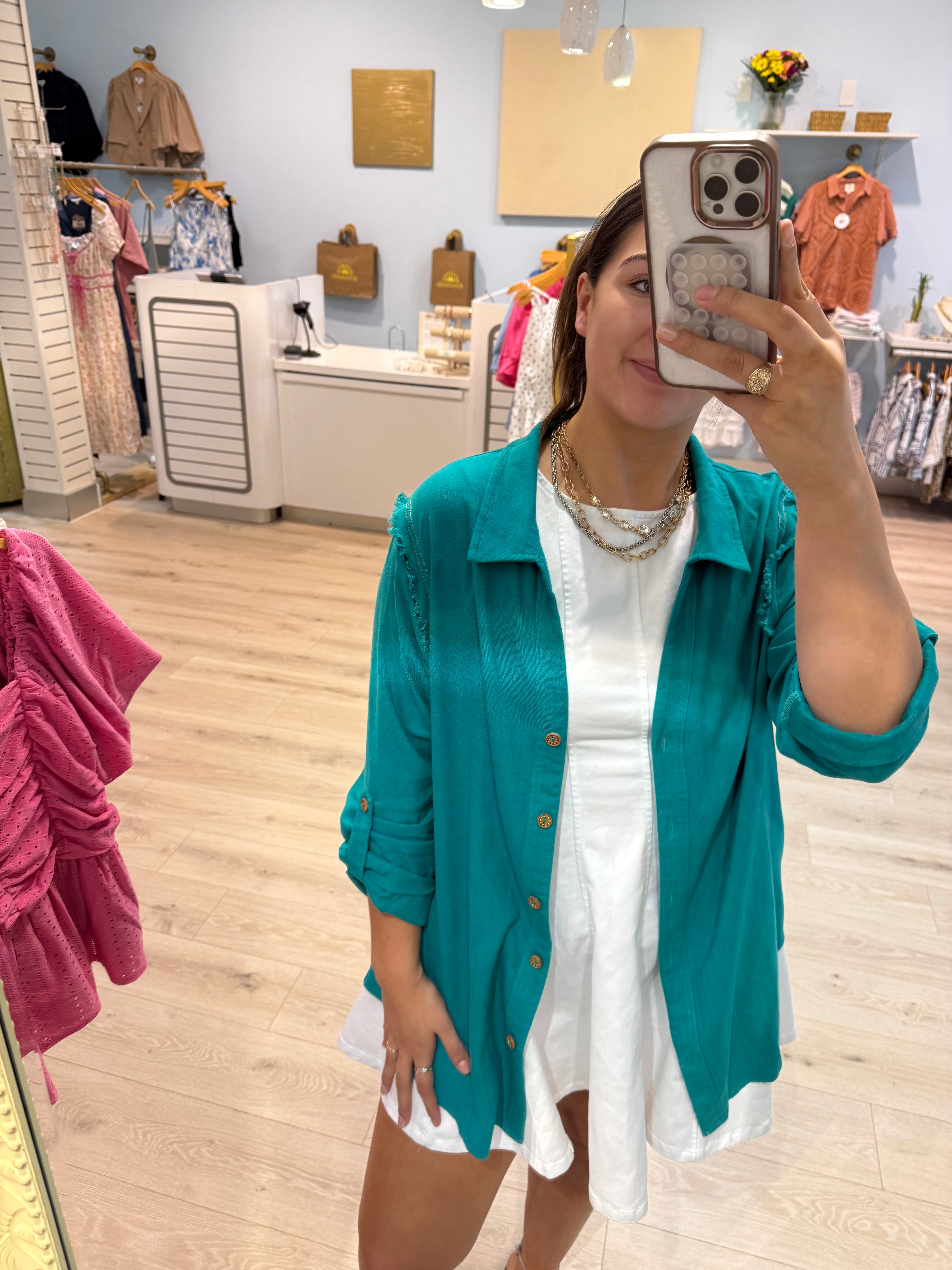 Linen Collared Button Down top