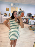 green stripped tee dress