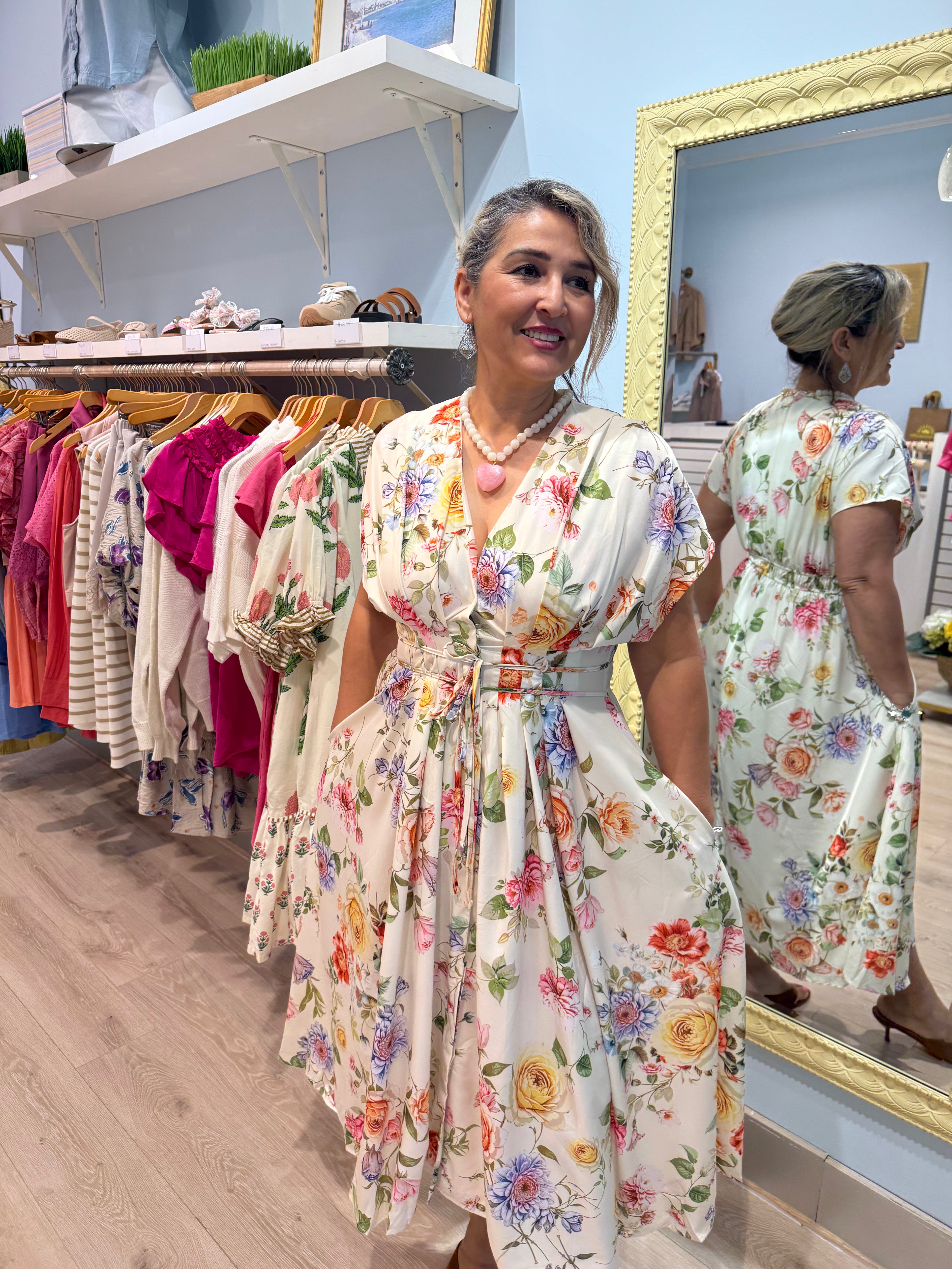 pale yellow floral maxi dress