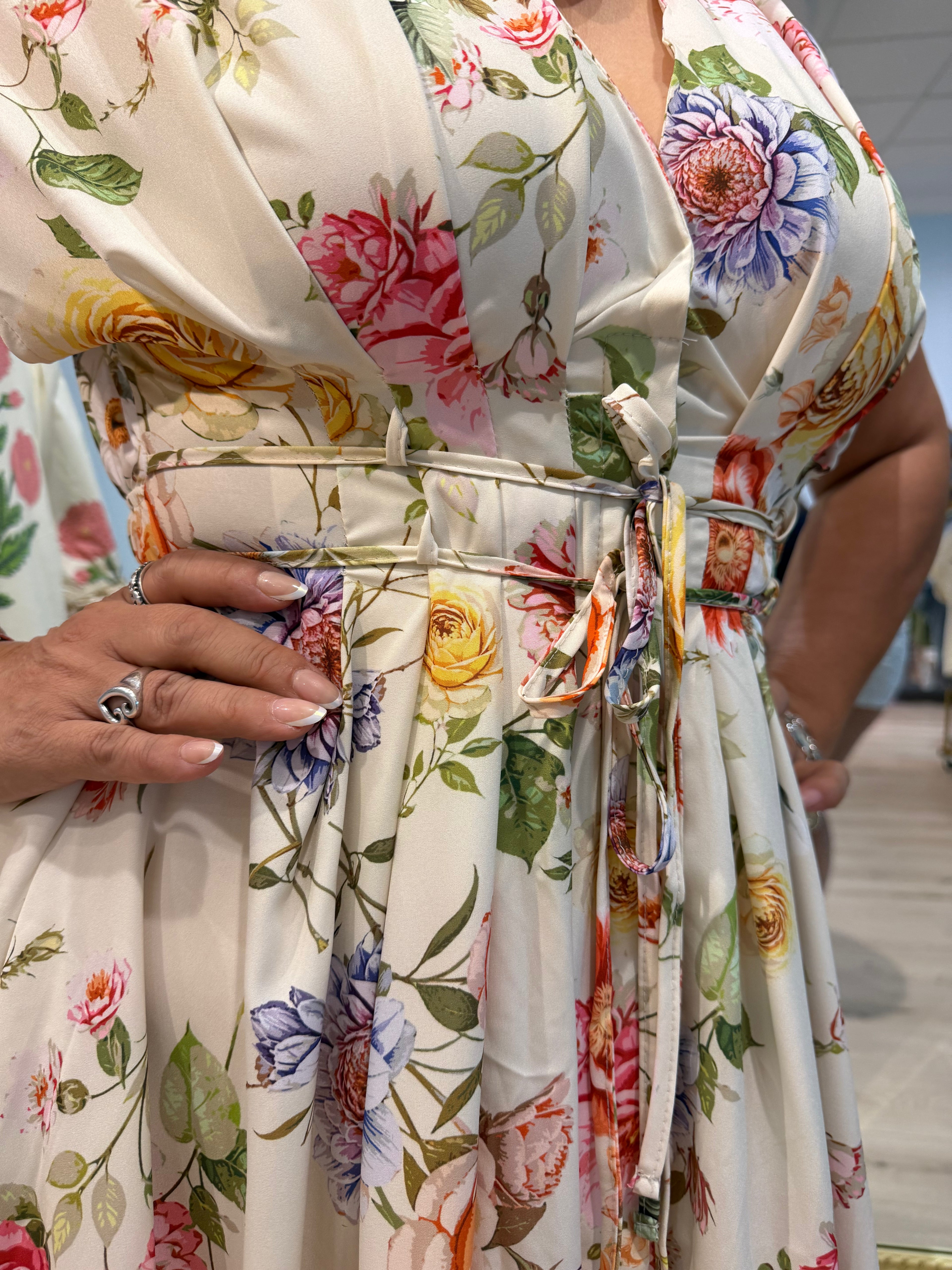pale yellow floral maxi dress