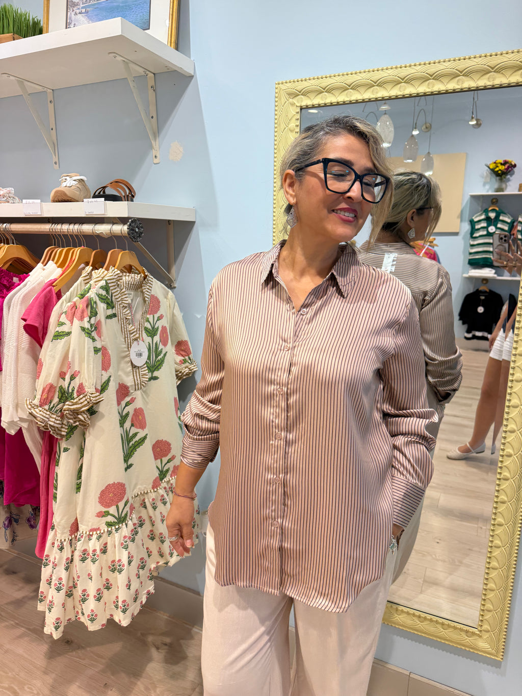 stripped button up long sleeve