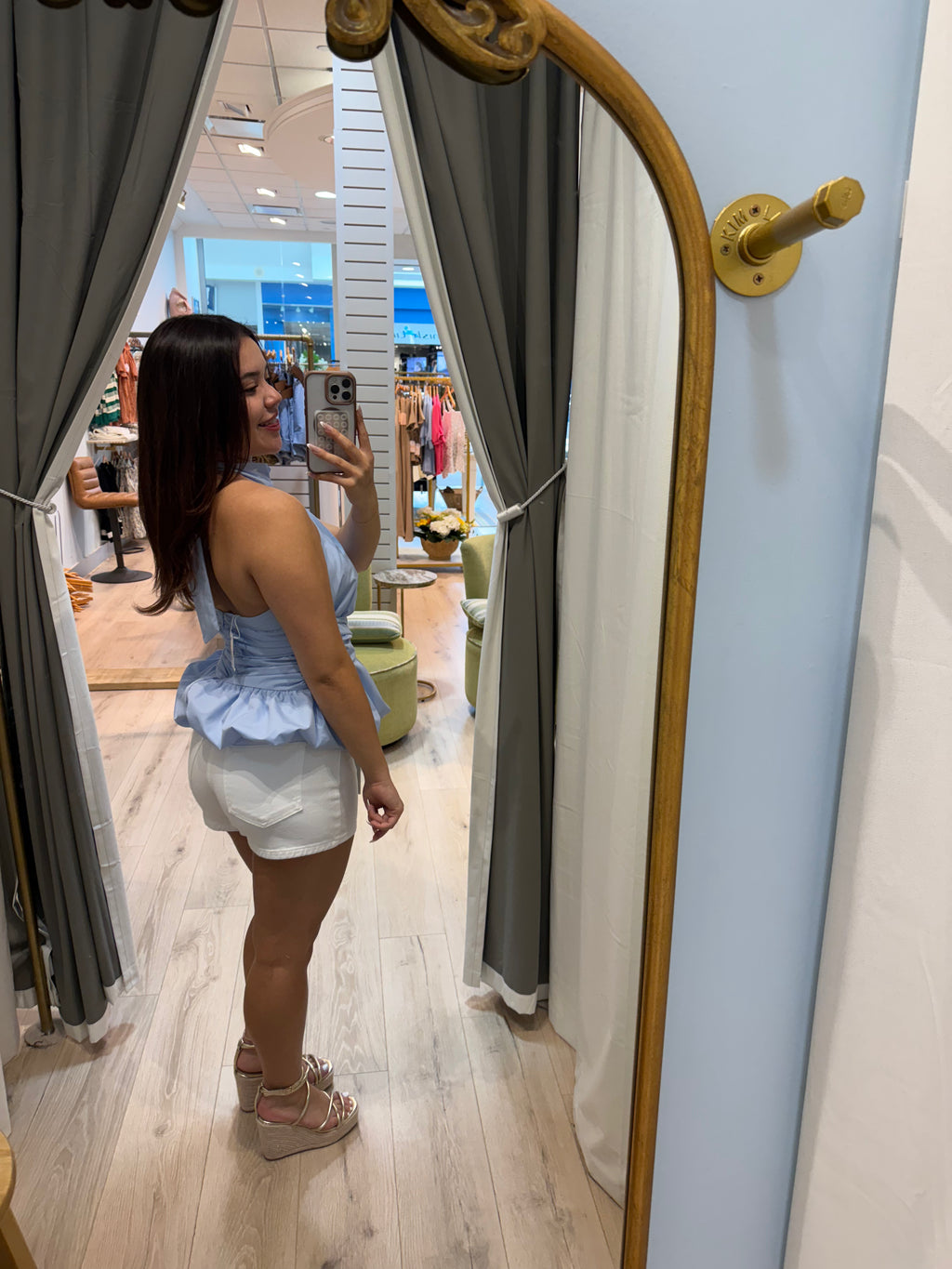halter top with bubble hem