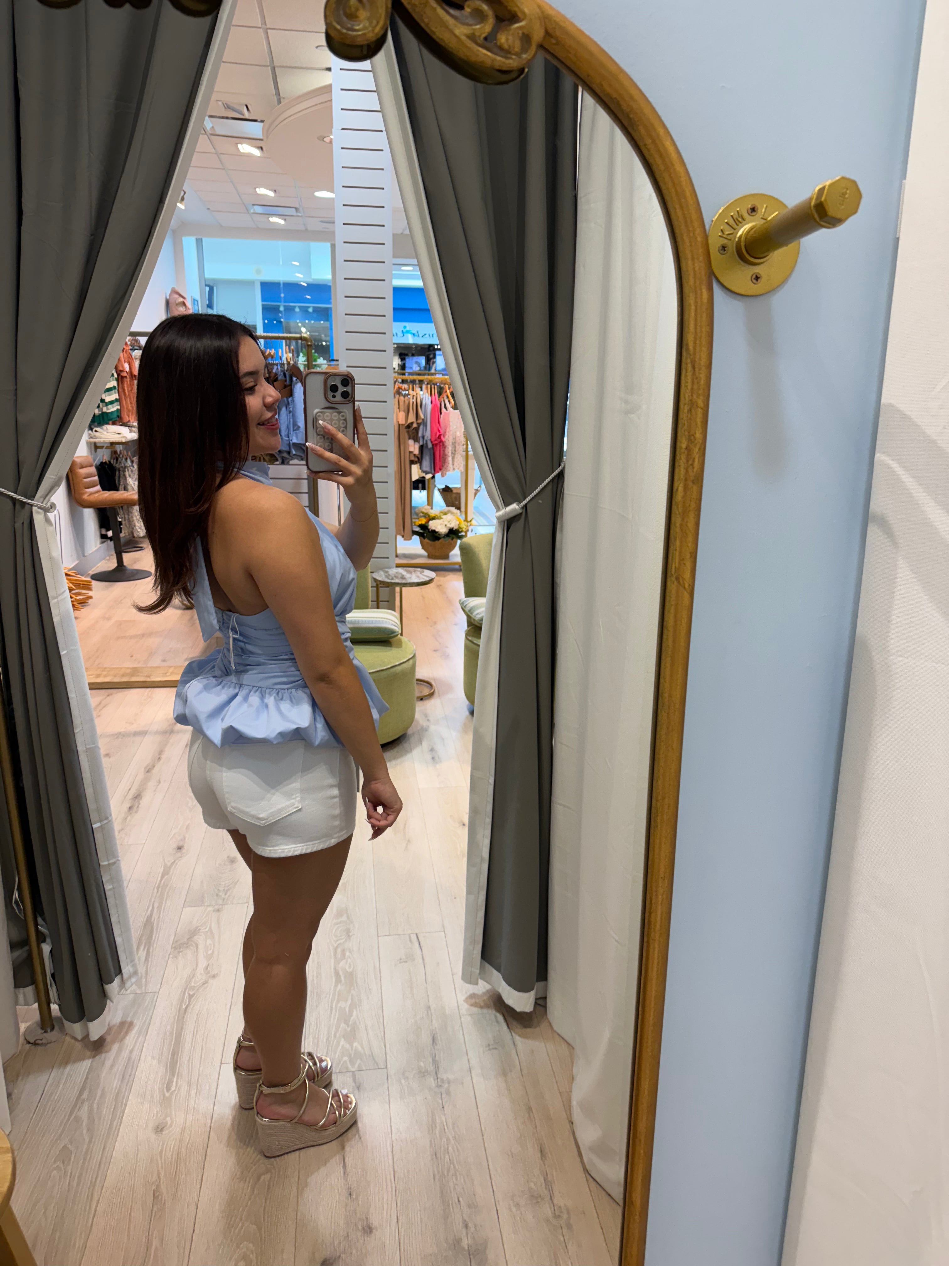 halter top with bubble hem