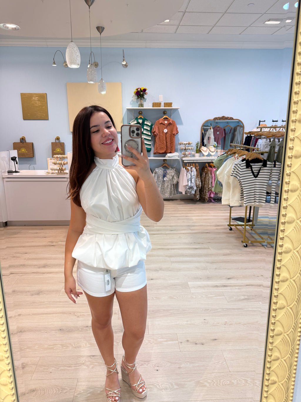 halter top with bubble hem