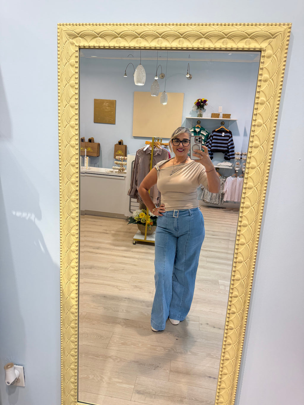 denim belted jeans