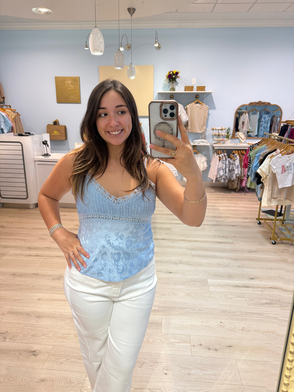lace detail cami shirt