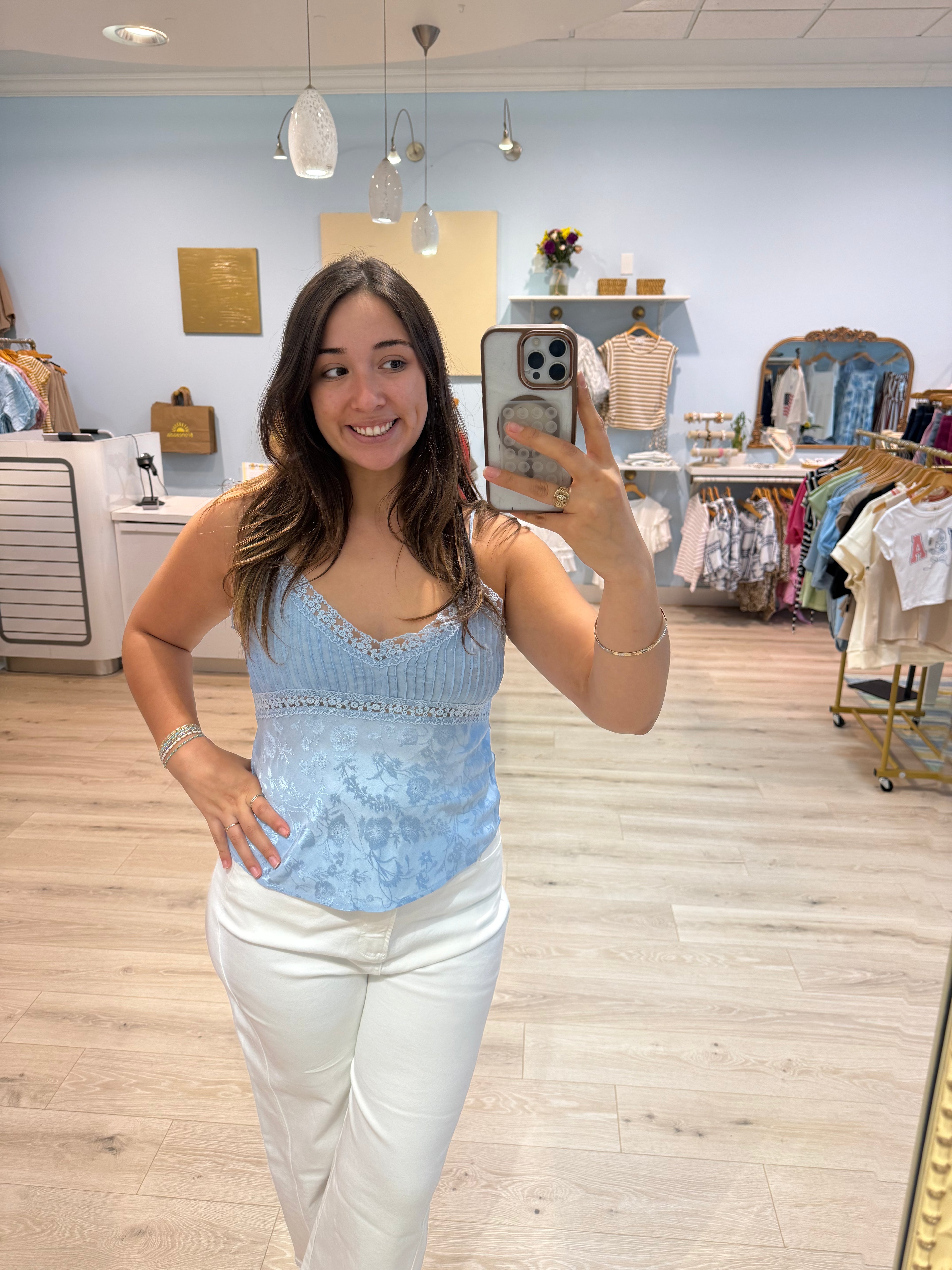lace detail cami shirt