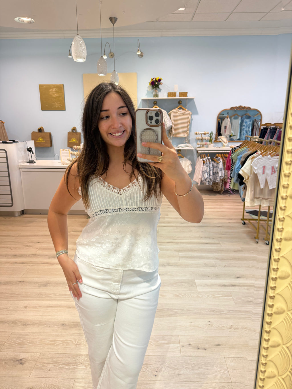 lace detail cami shirt