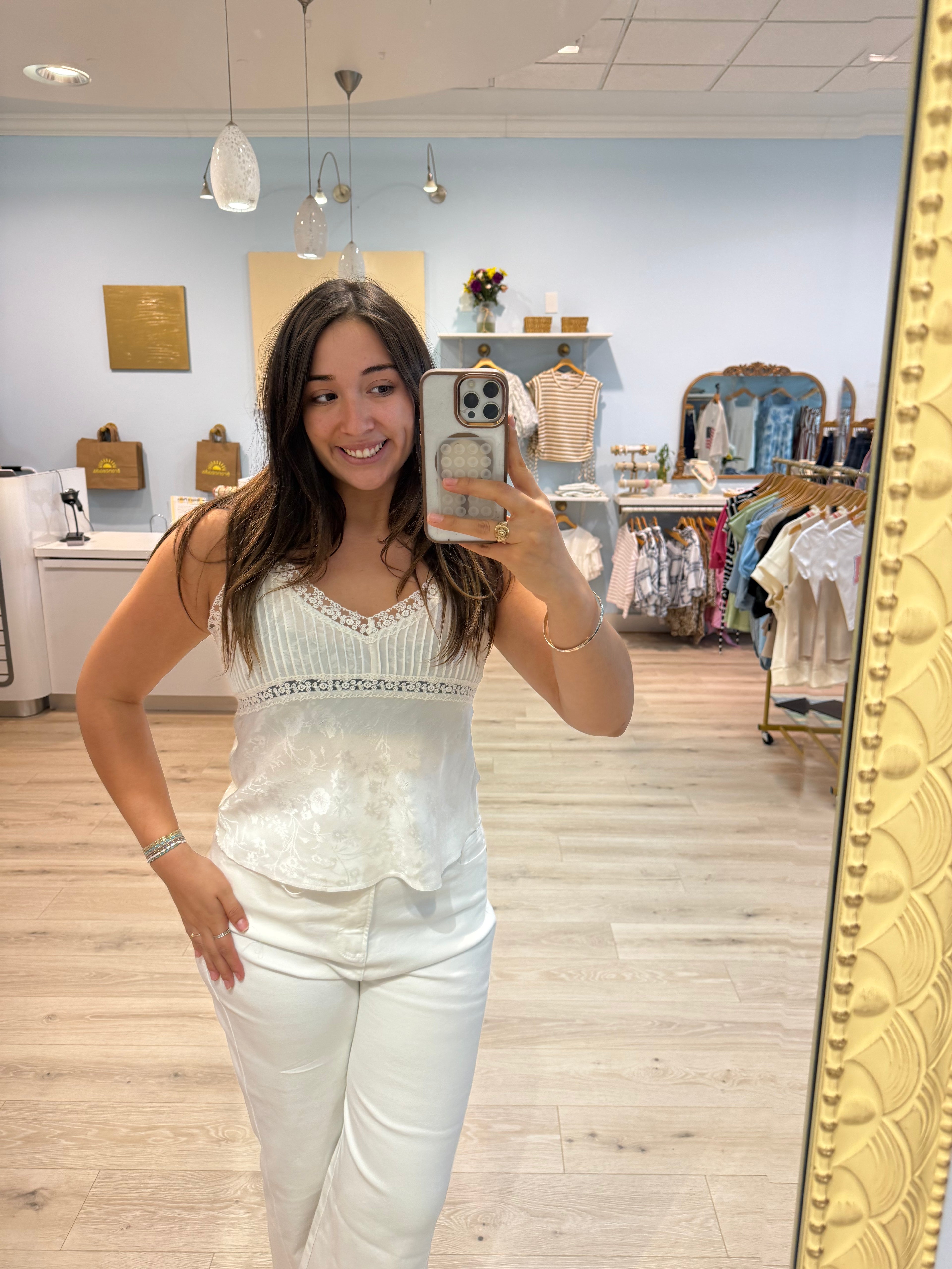 lace detail cami shirt