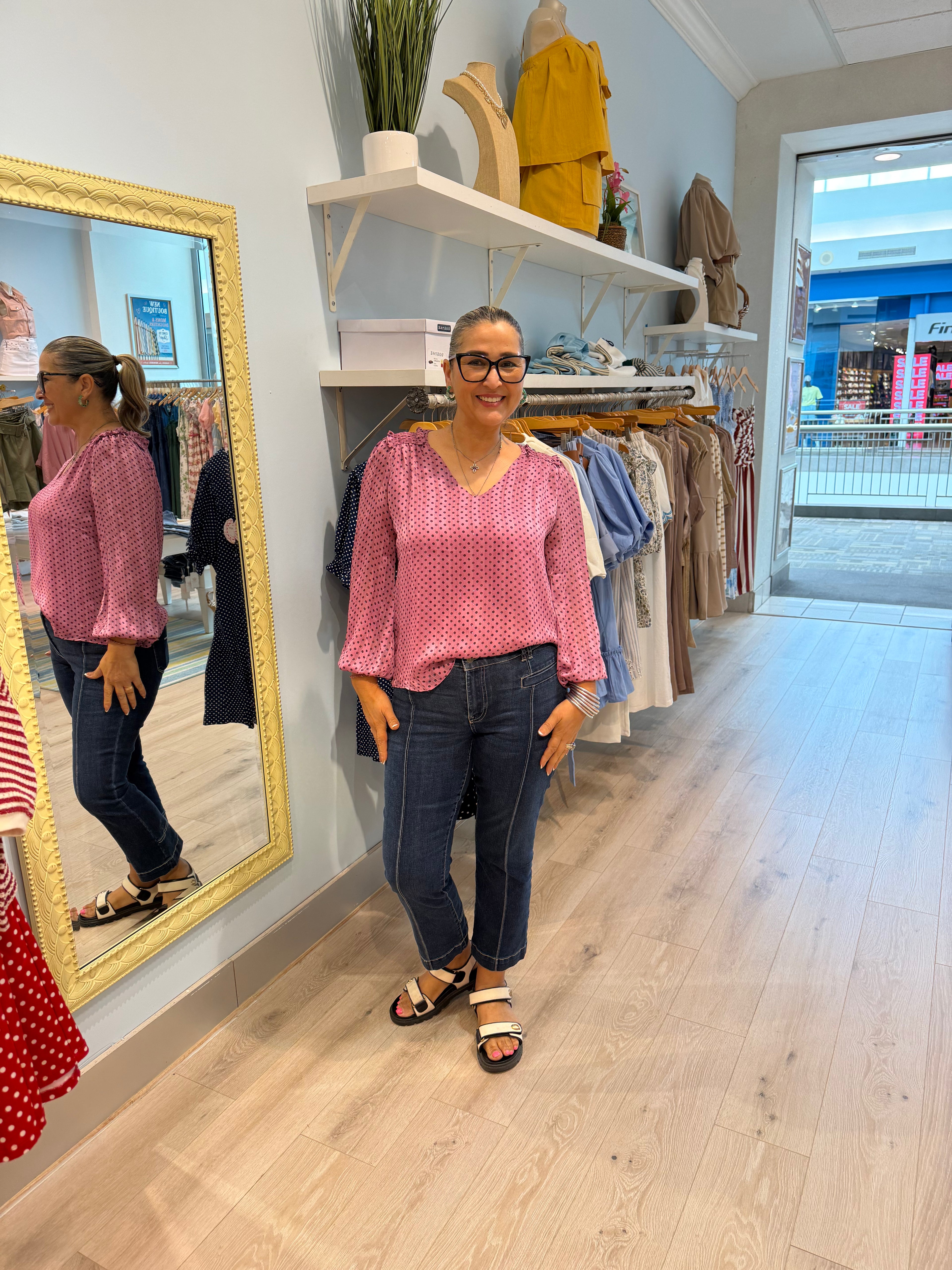 long sleeve polka dot shirt
