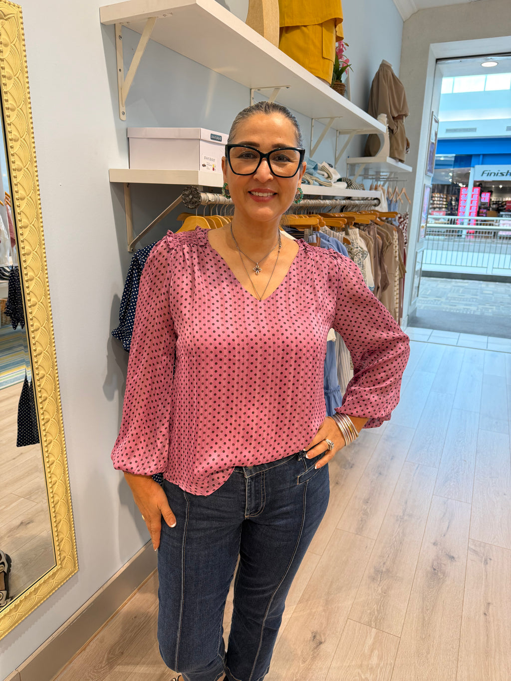 long sleeve polka dot shirt