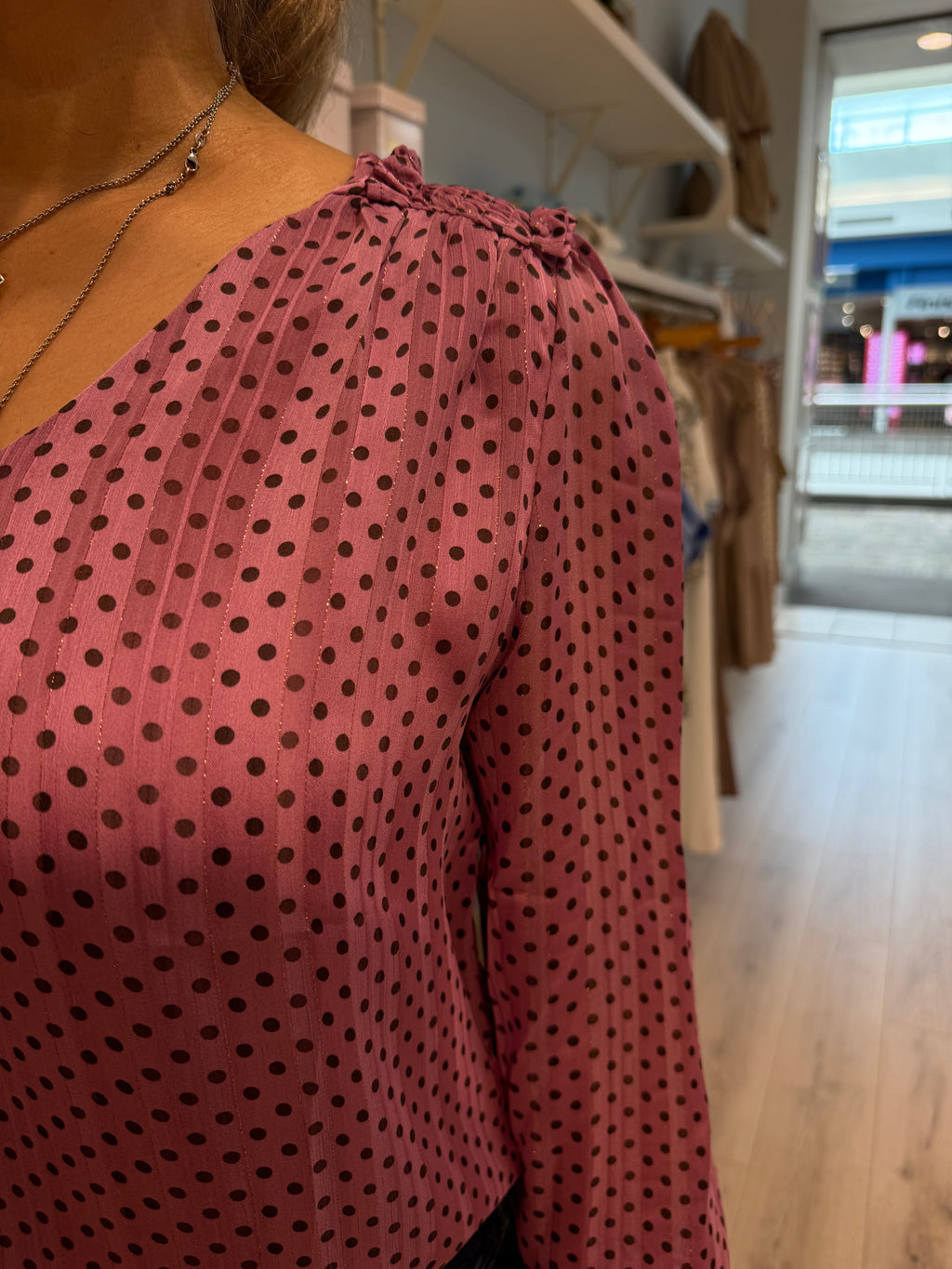 long sleeve polka dot shirt