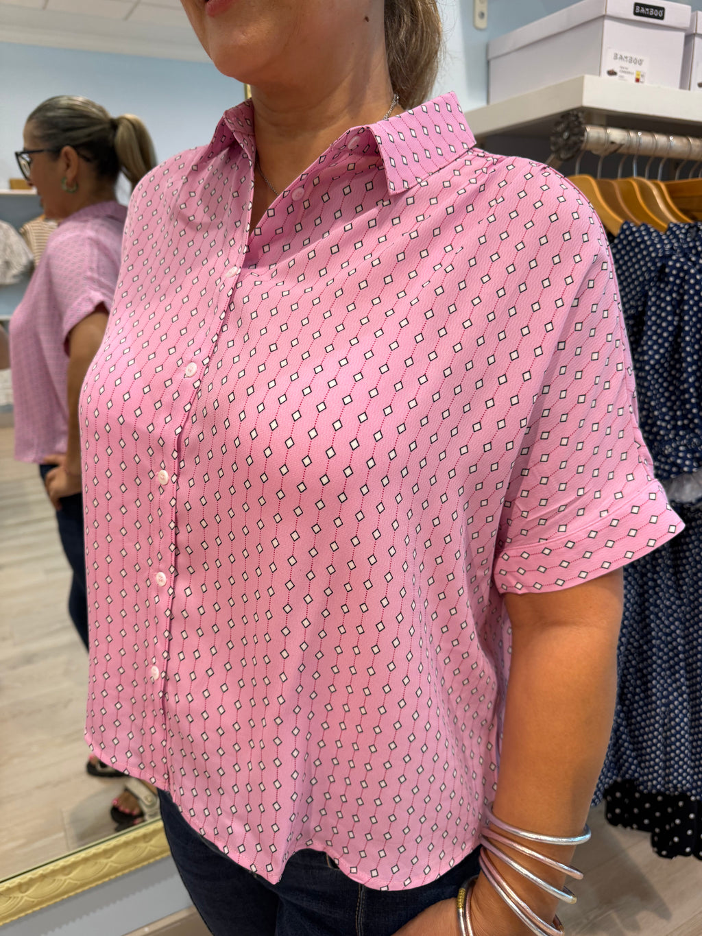 light pink button up