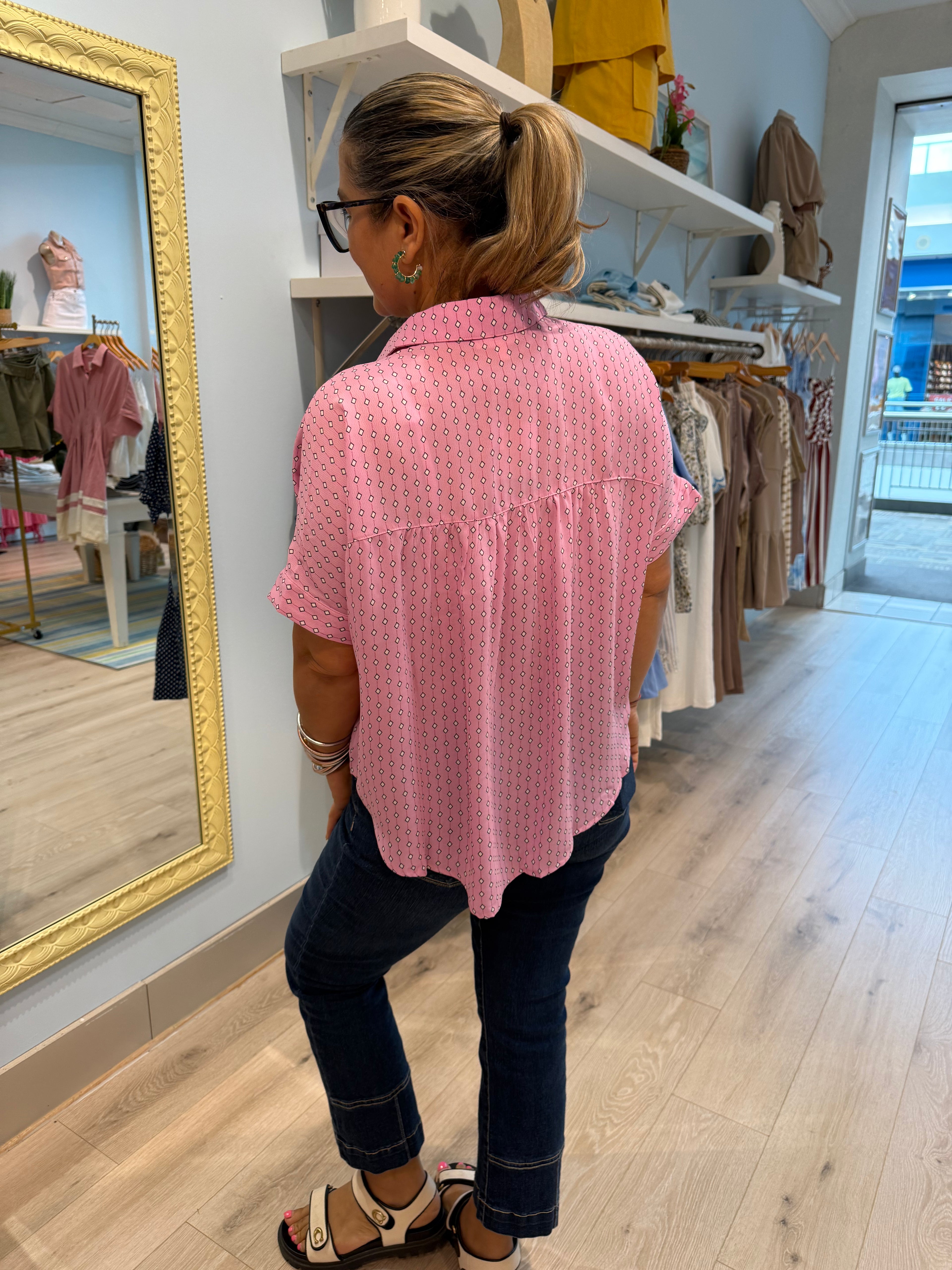 light pink button up