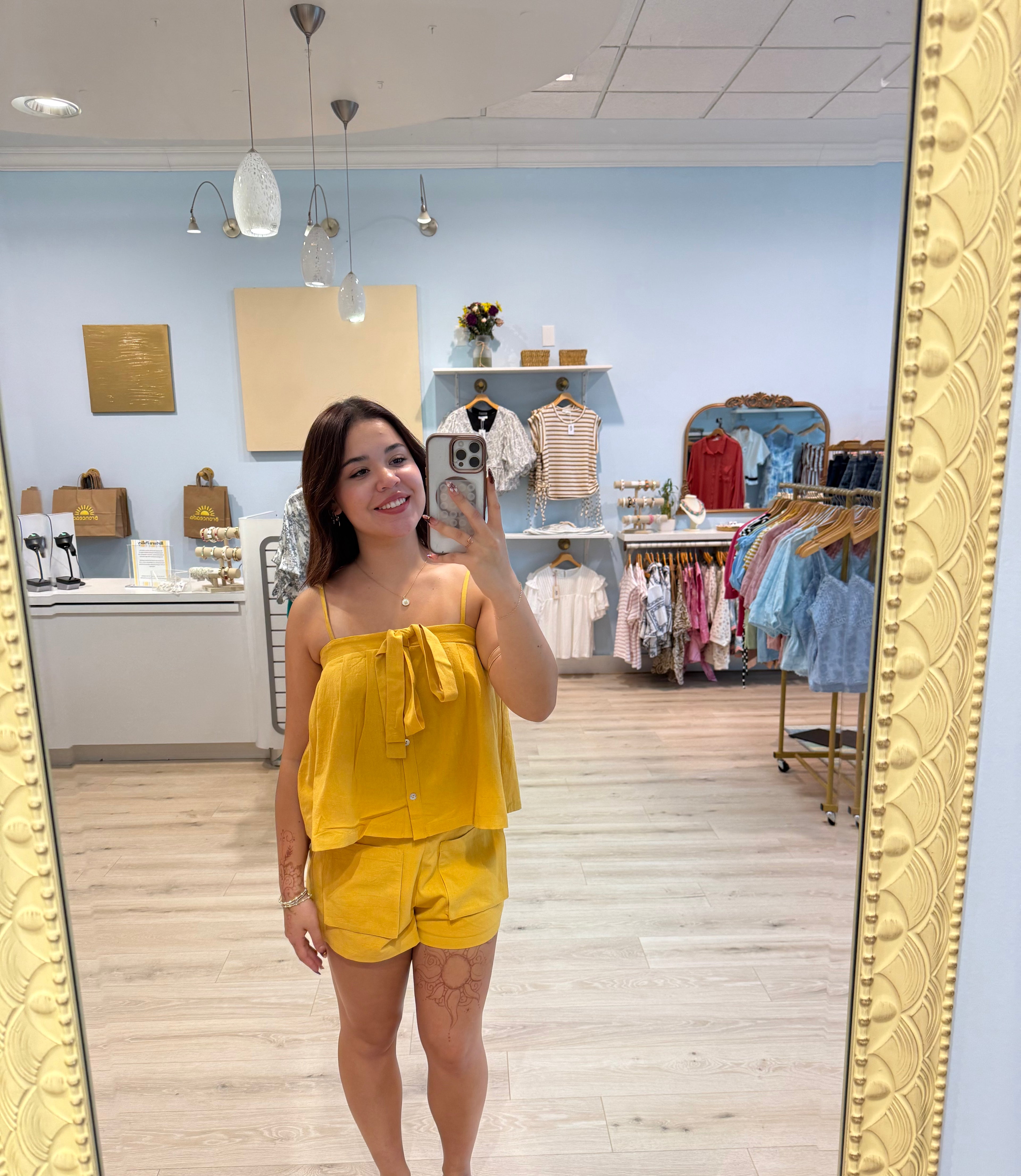 yellow short set