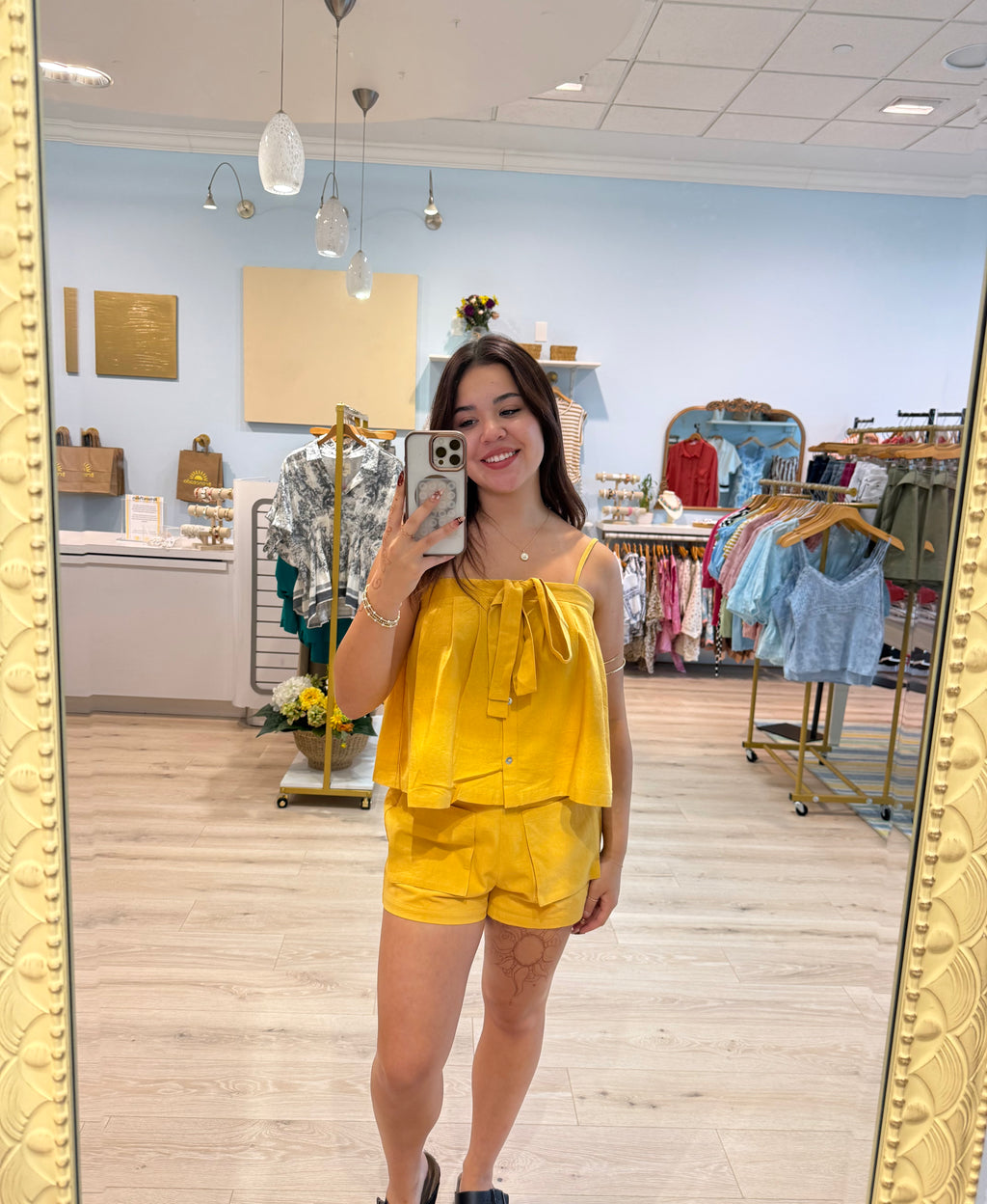 yellow short set