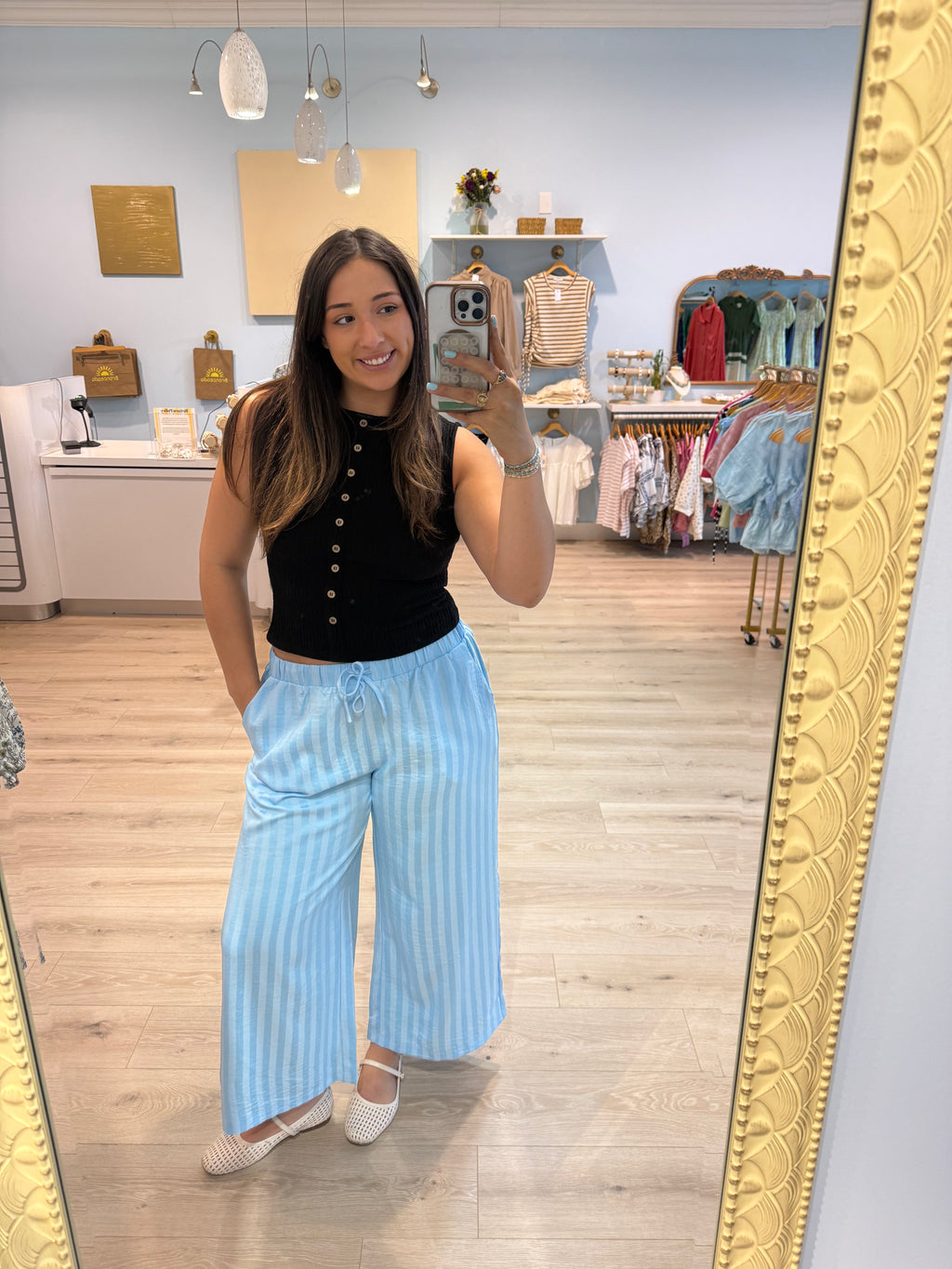 drawstring wide leg pants