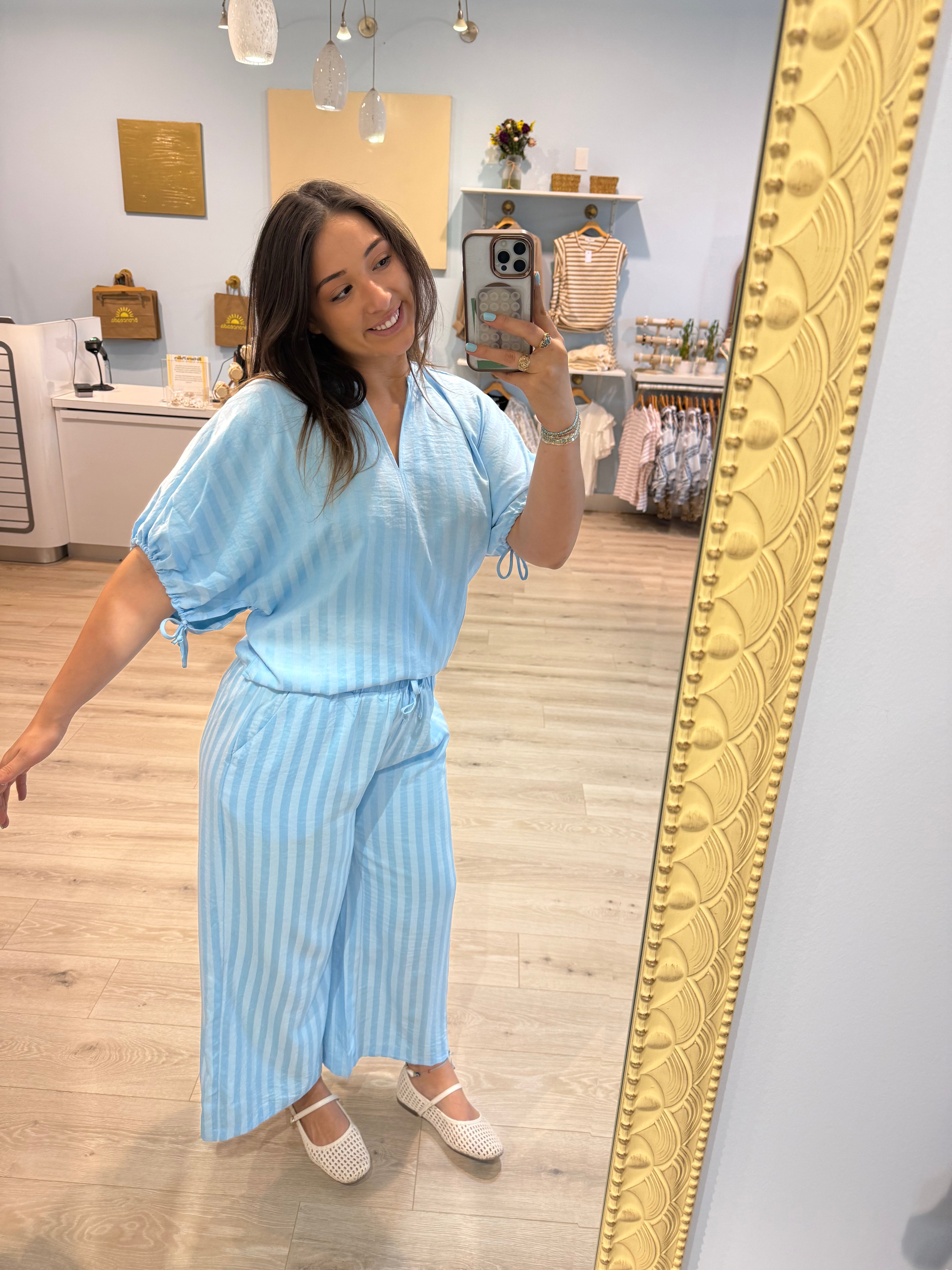 drawstring wide leg pants