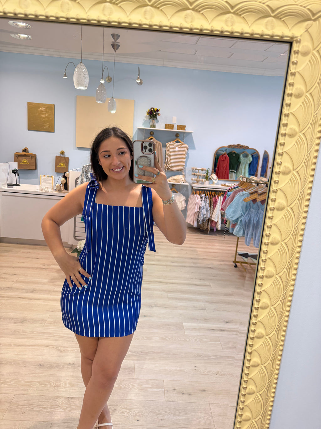 Tie-Strap Square-Neck Mini Dress