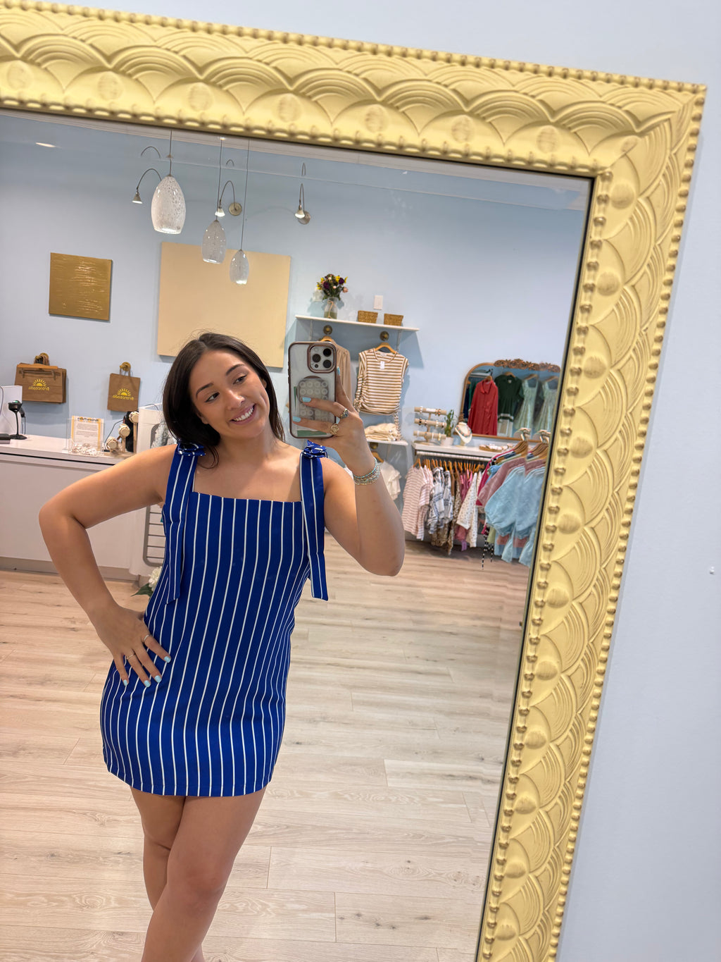 Tie-Strap Square-Neck Mini Dress