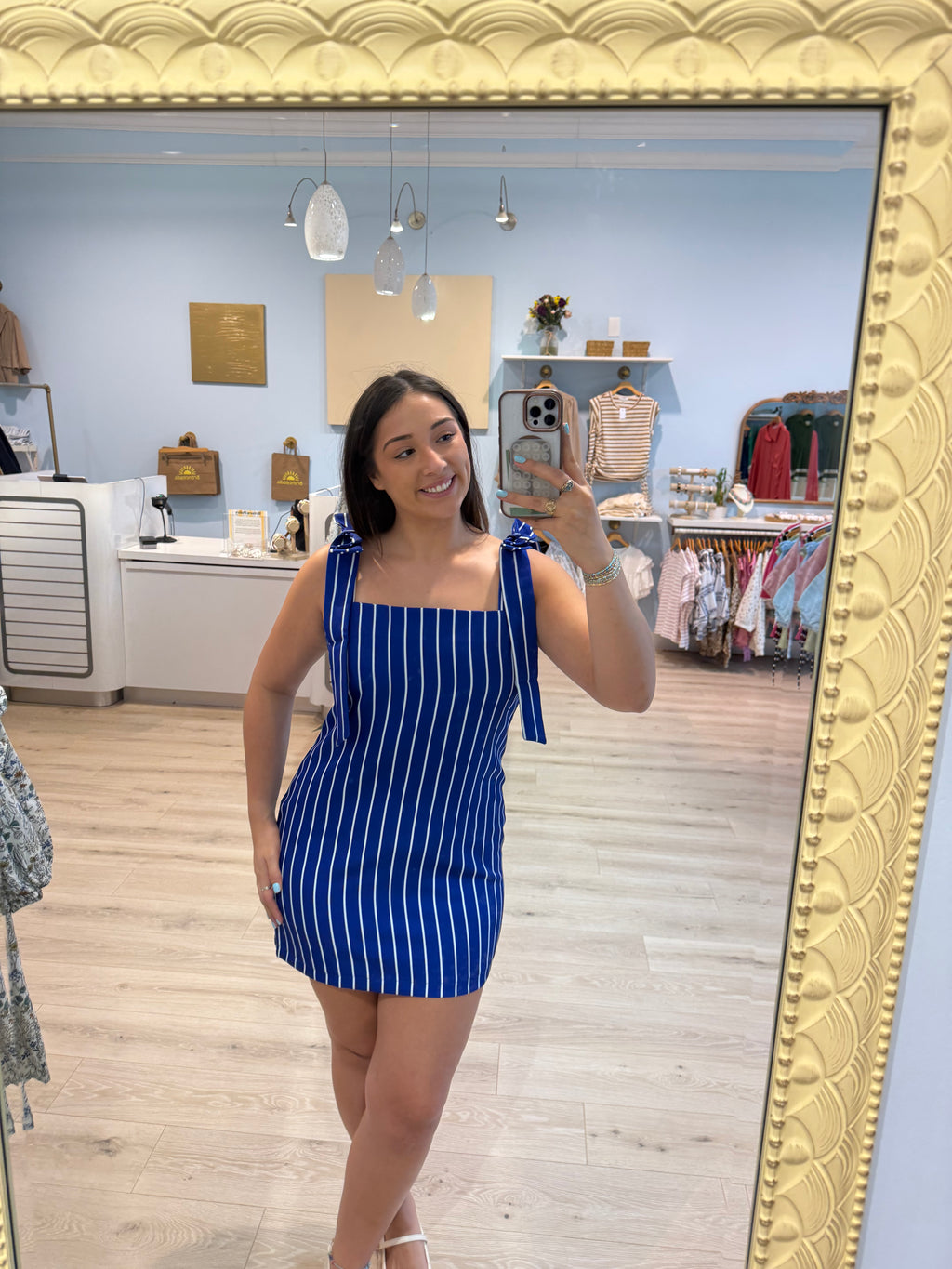 Tie-Strap Square-Neck Mini Dress