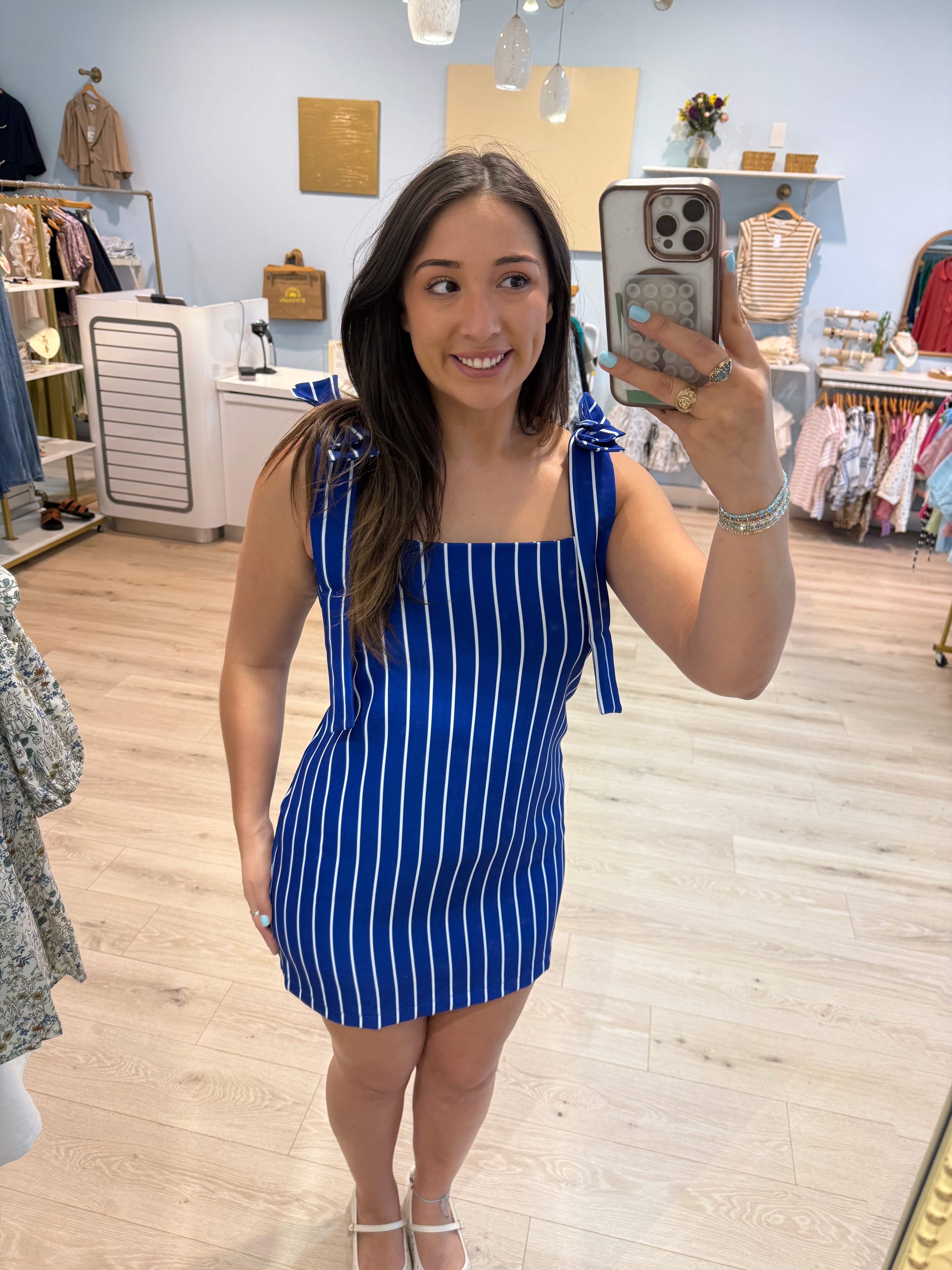 Tie-Strap Square-Neck Mini Dress