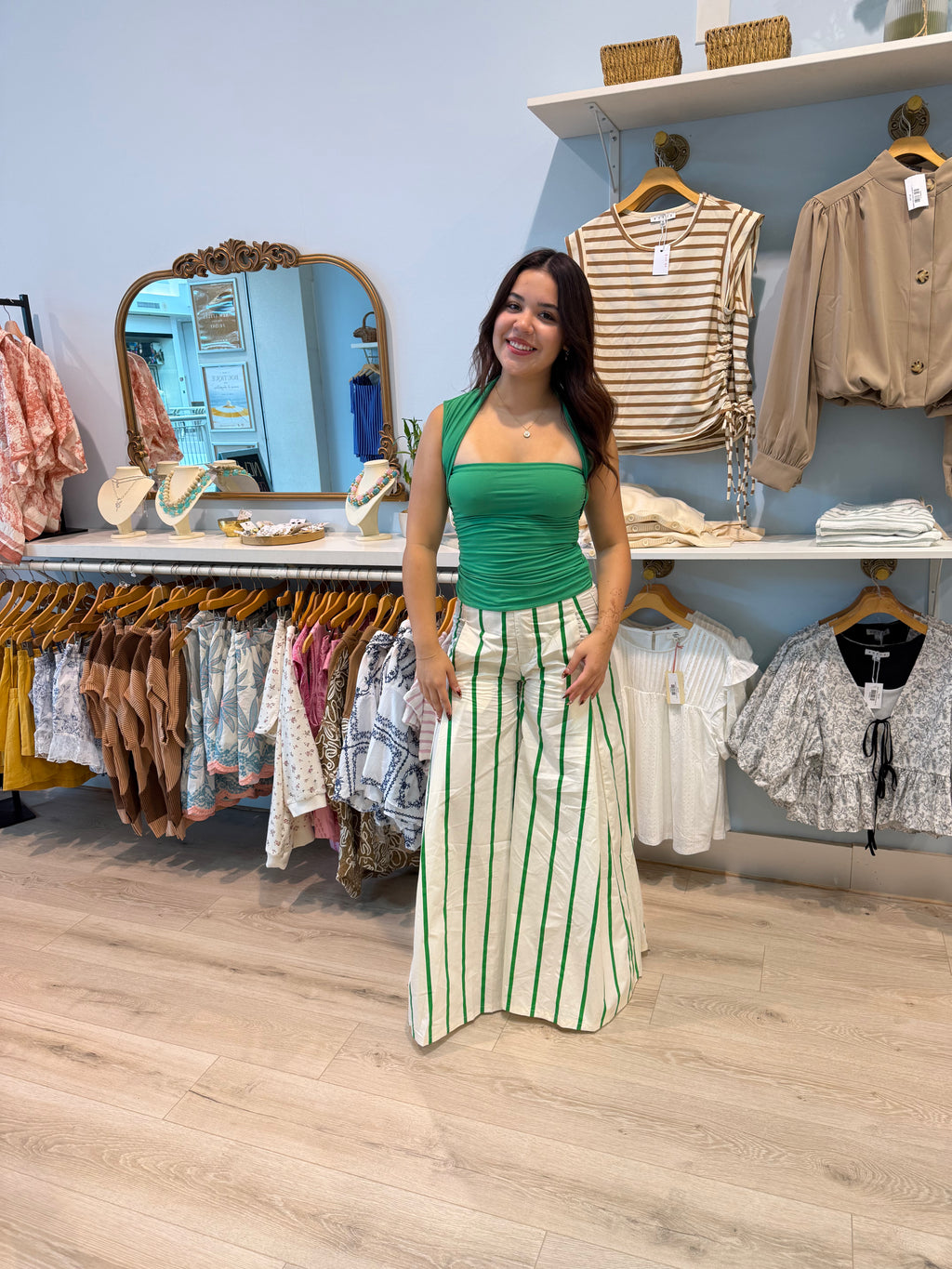 ultra wide leg stripped pants