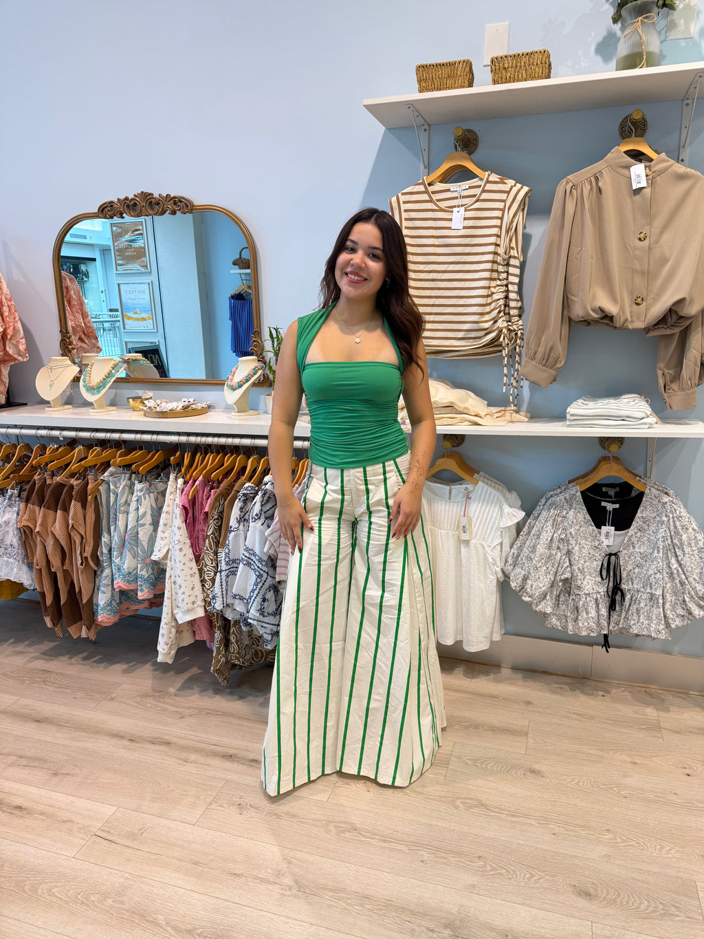 ultra wide leg stripped pants