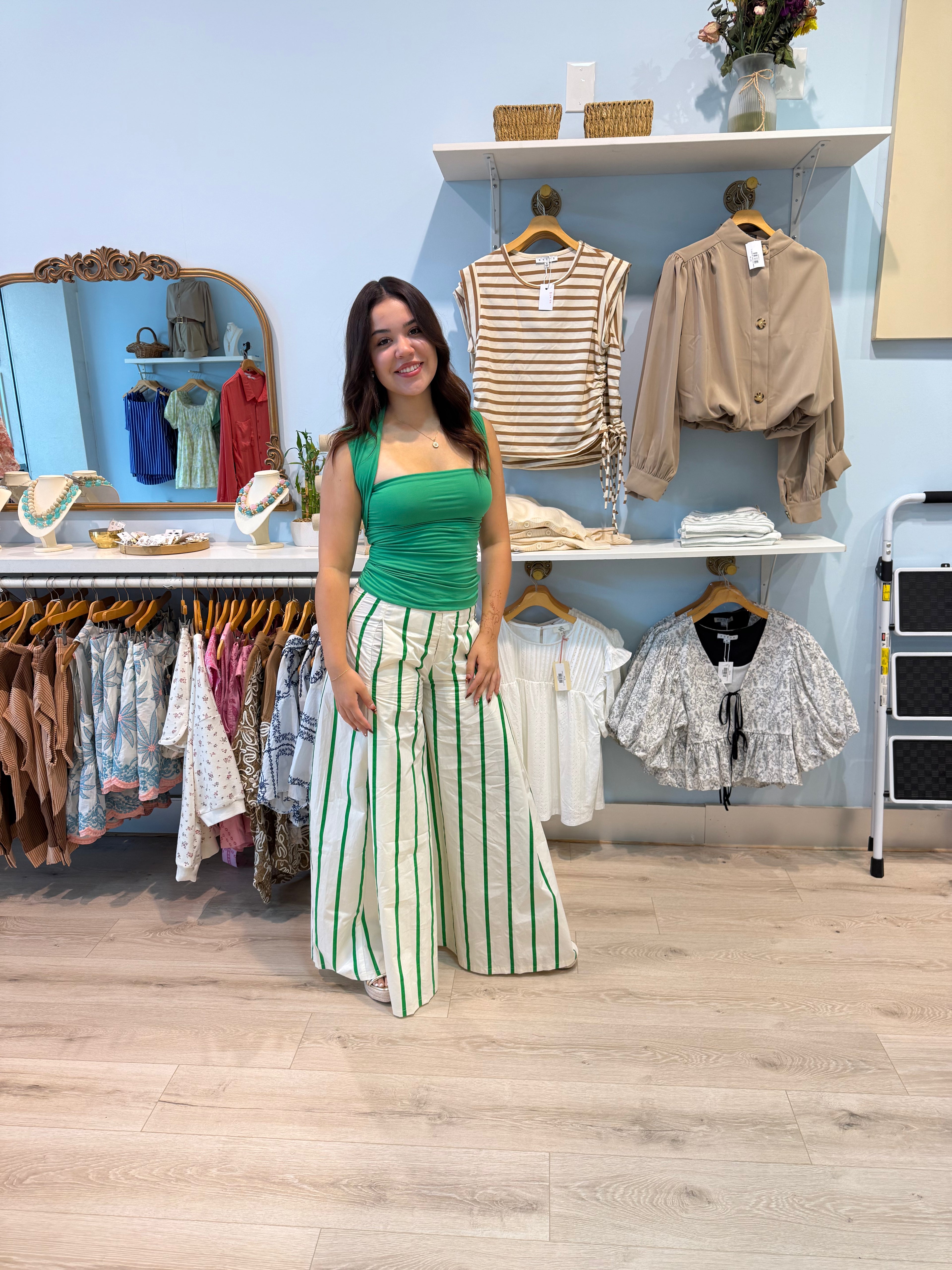 ultra wide leg stripped pants