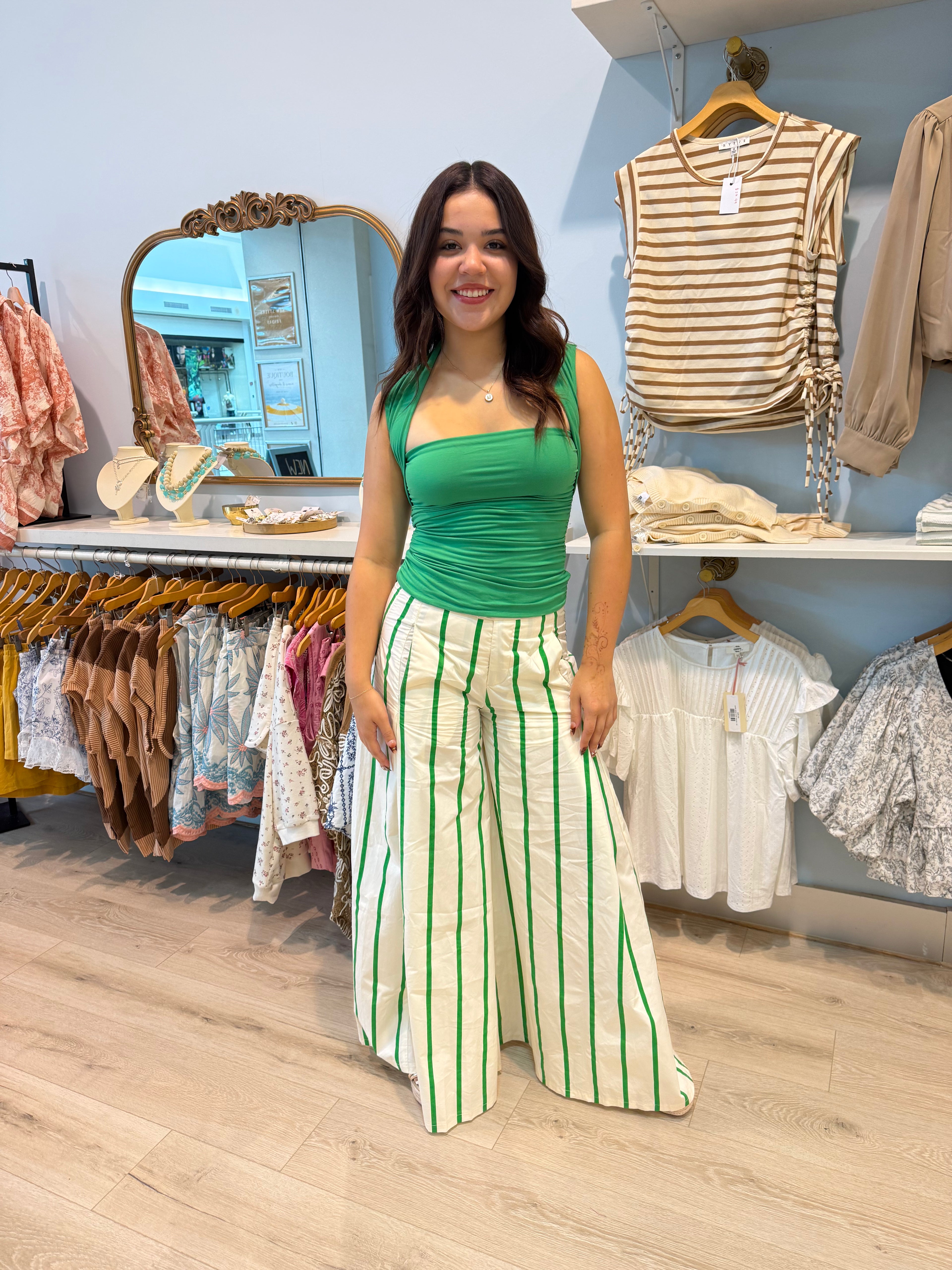 ultra wide leg stripped pants