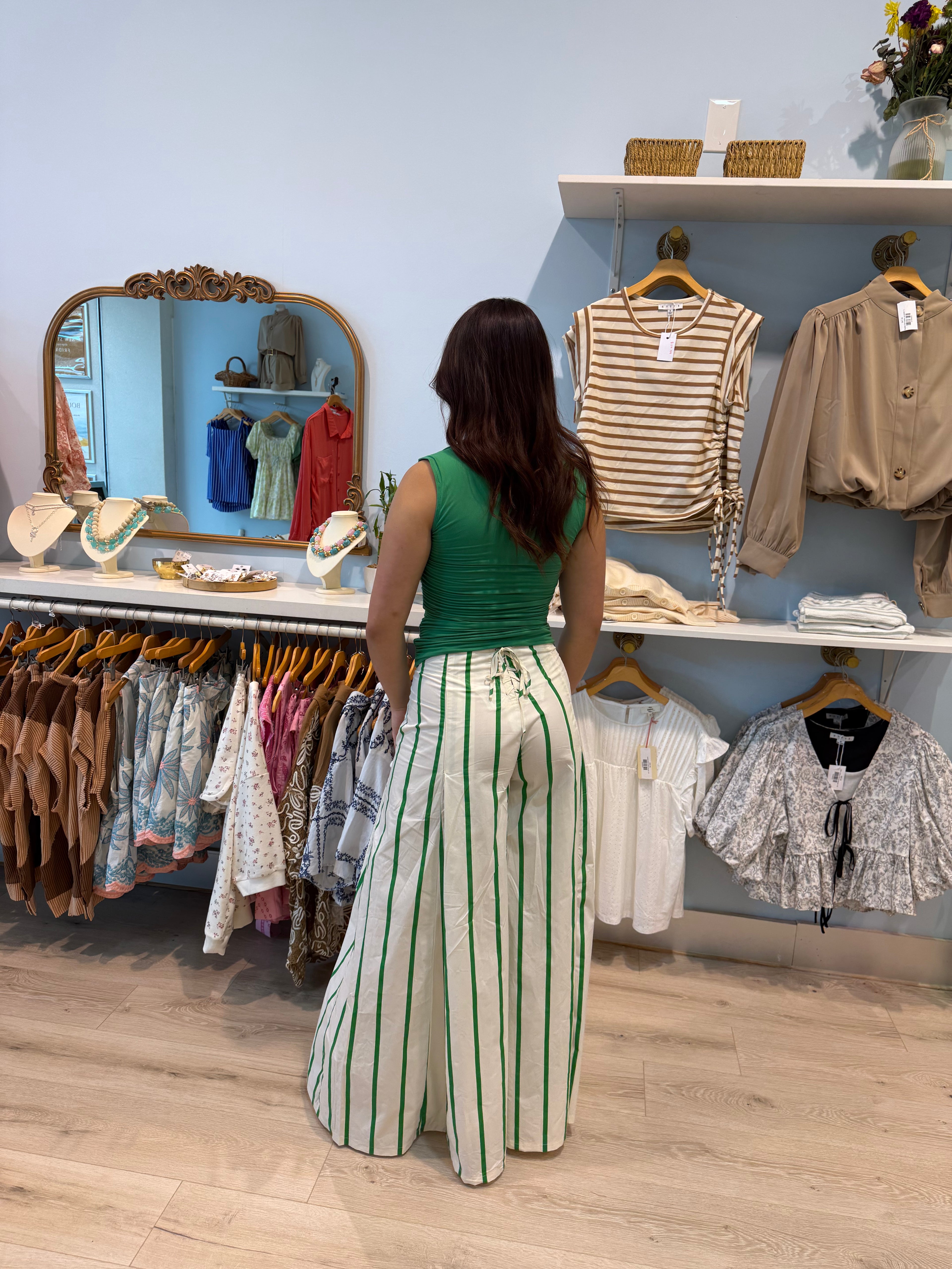 ultra wide leg stripped pants