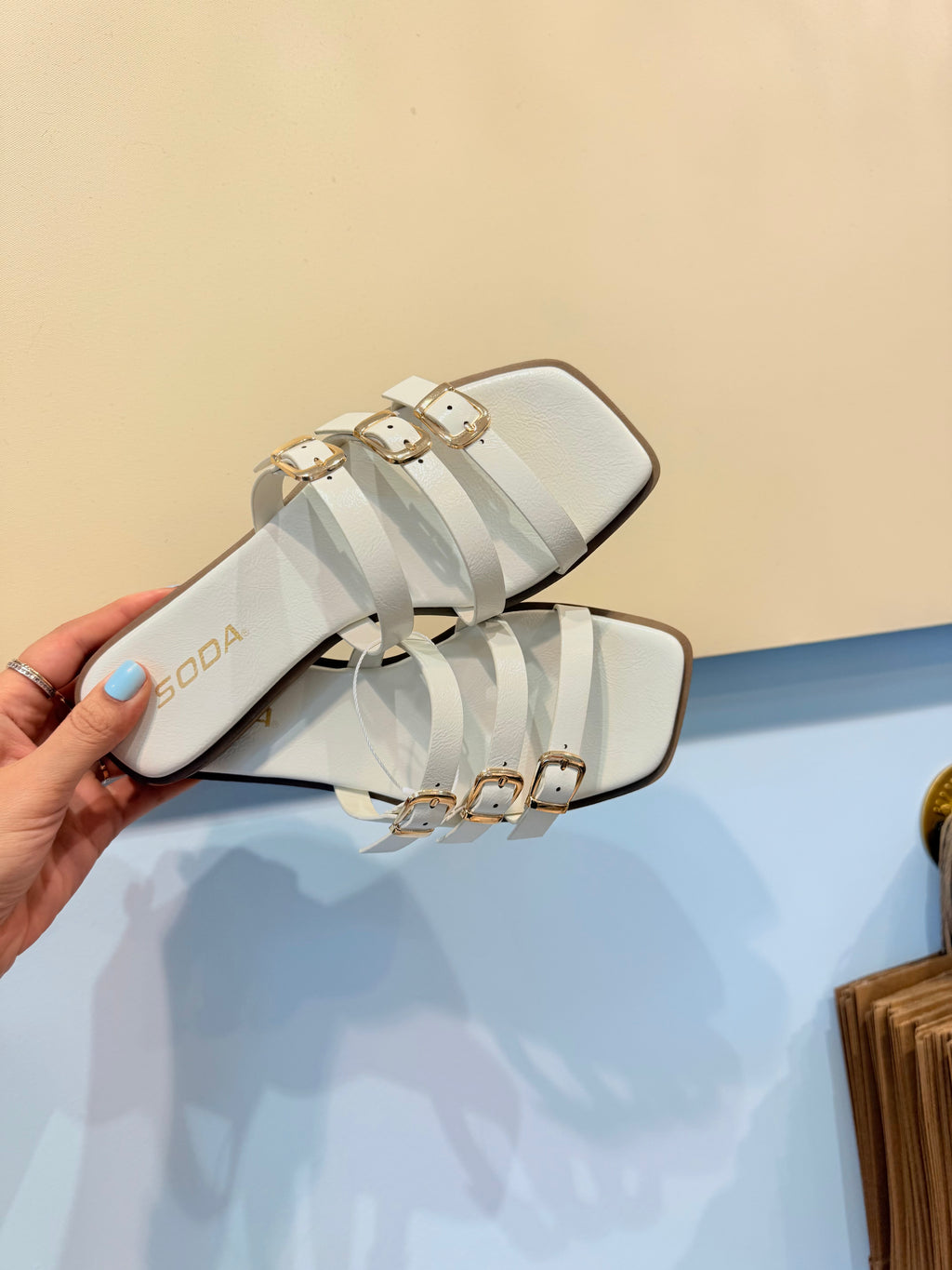 three buckle sandals