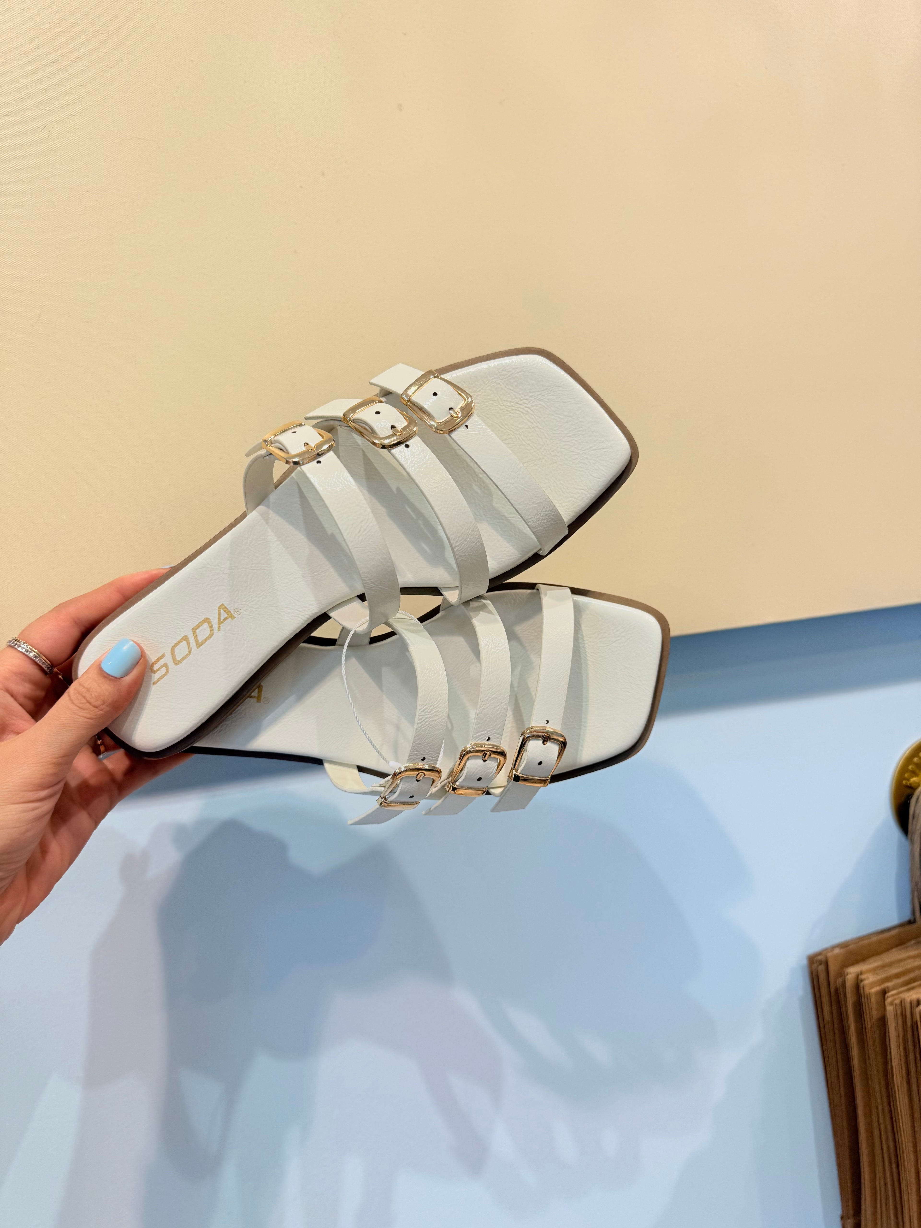 three buckle sandals