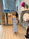 blush blue polka dot maxi